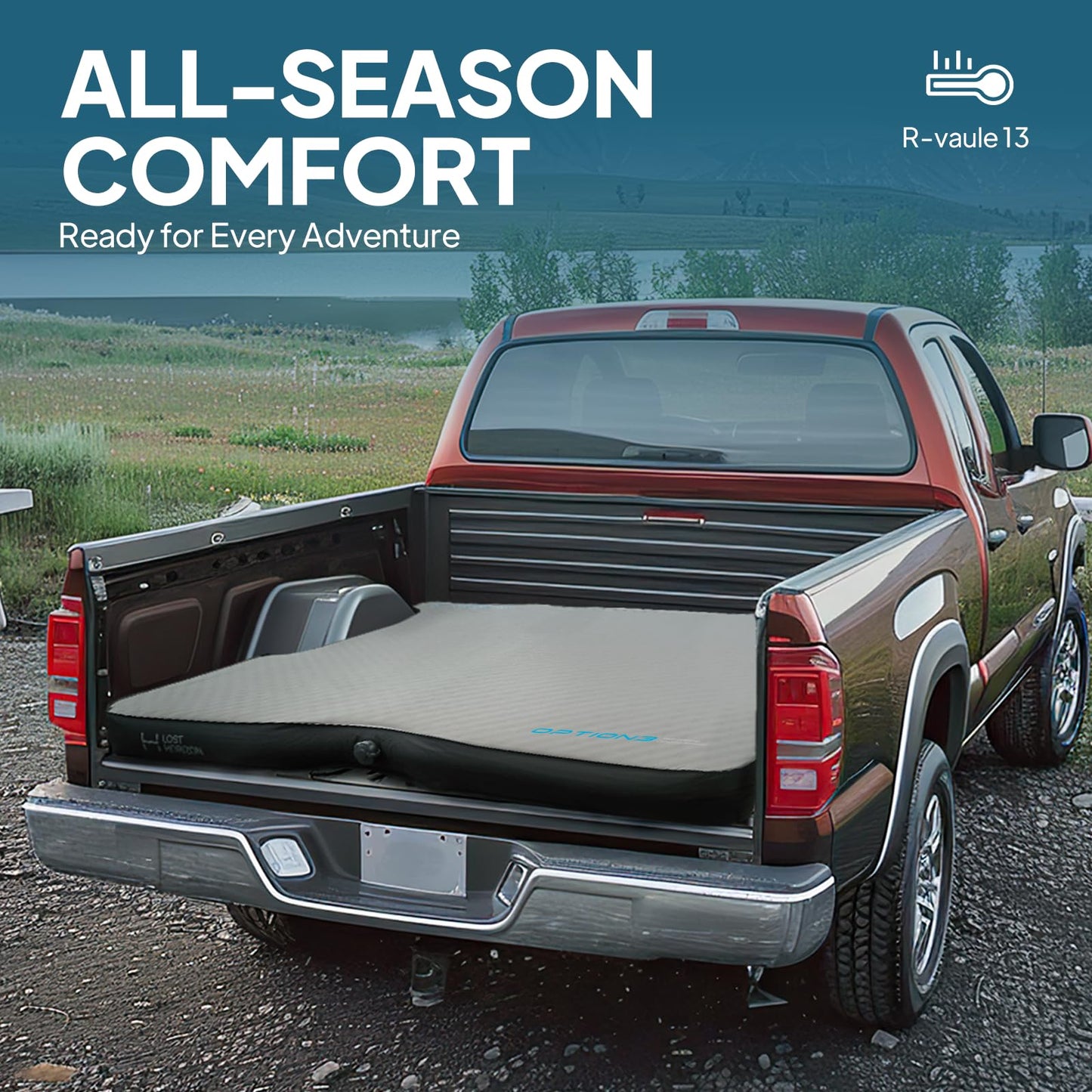LOSTHORIZON Truck Bed Camping Air Mattress with Foam, Self Inflating Sleeping Pad for Full Size 6-6.5FT with Pump Sack, 4.5" Thick