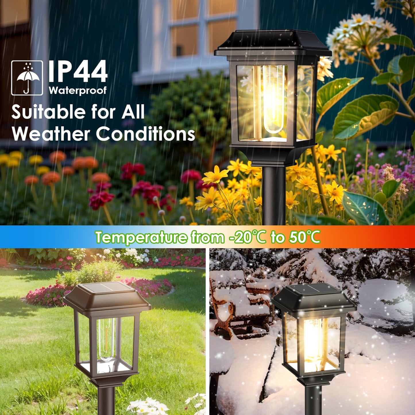 Mancra Solar Outdoor Lights Waterproof, 8 Pack Metal Glass Solar Pathway Lights Outdoor Lighting Garden Decor for Landscape Path Yard Patio Driveway (Warm White)