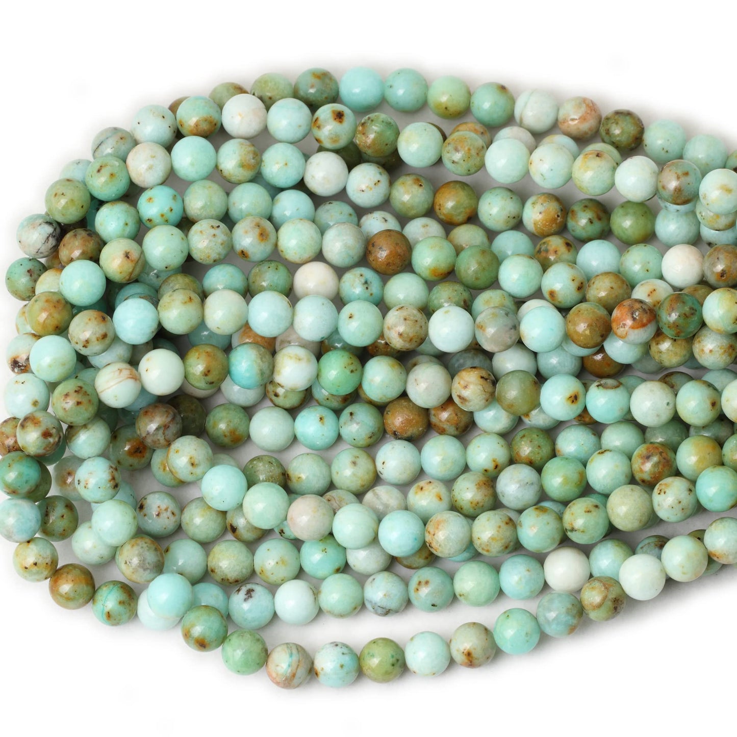 CHEAVIAN 45PCS 8mm Natural Mongolian Turquoise Stone Round Loose Beads for Jewelry Making 1 Strand 15"