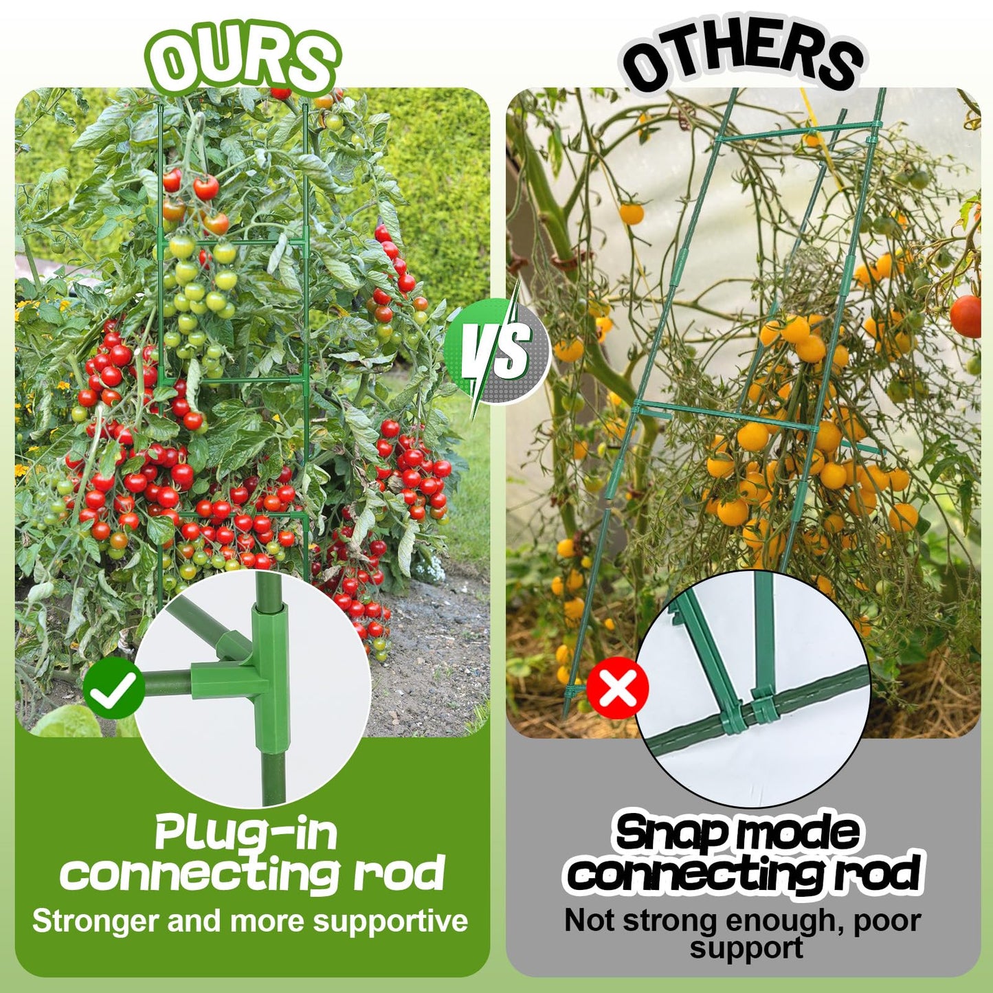 Sturdy Triangle Tomato Cage for Raised Garden Bed - 3 Sets 45'' Adjustable Garden Trellis Planters, Support for Outdoor Beans, Peppers, Cucumbers, Eggplants, Climbing Plants