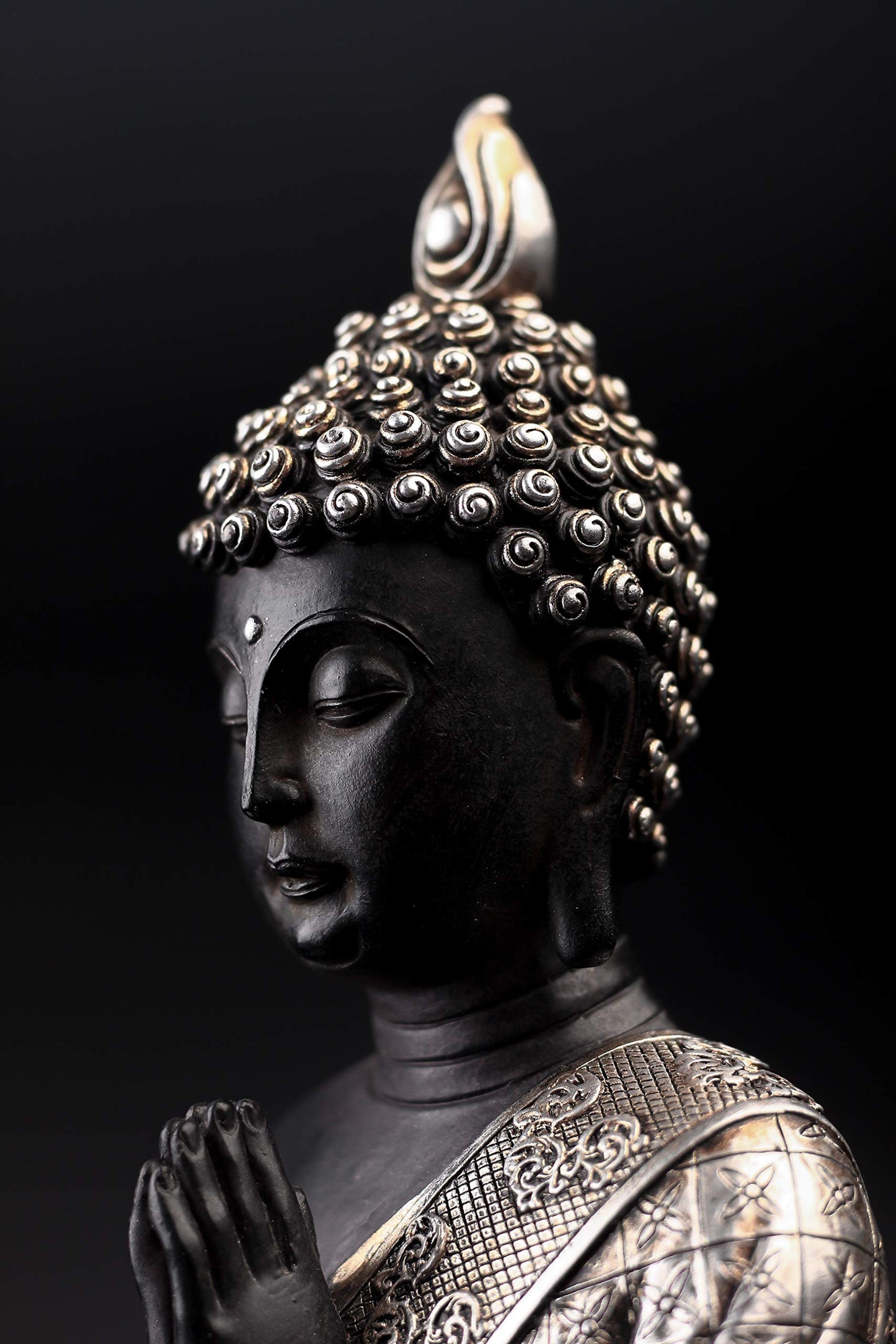 JORAE Seated Buddha Statue Buddhism Thai Meditating Home and Garden Decorative Sculpture Praying Collectibles Figurines, 9.5 in, Polyresin