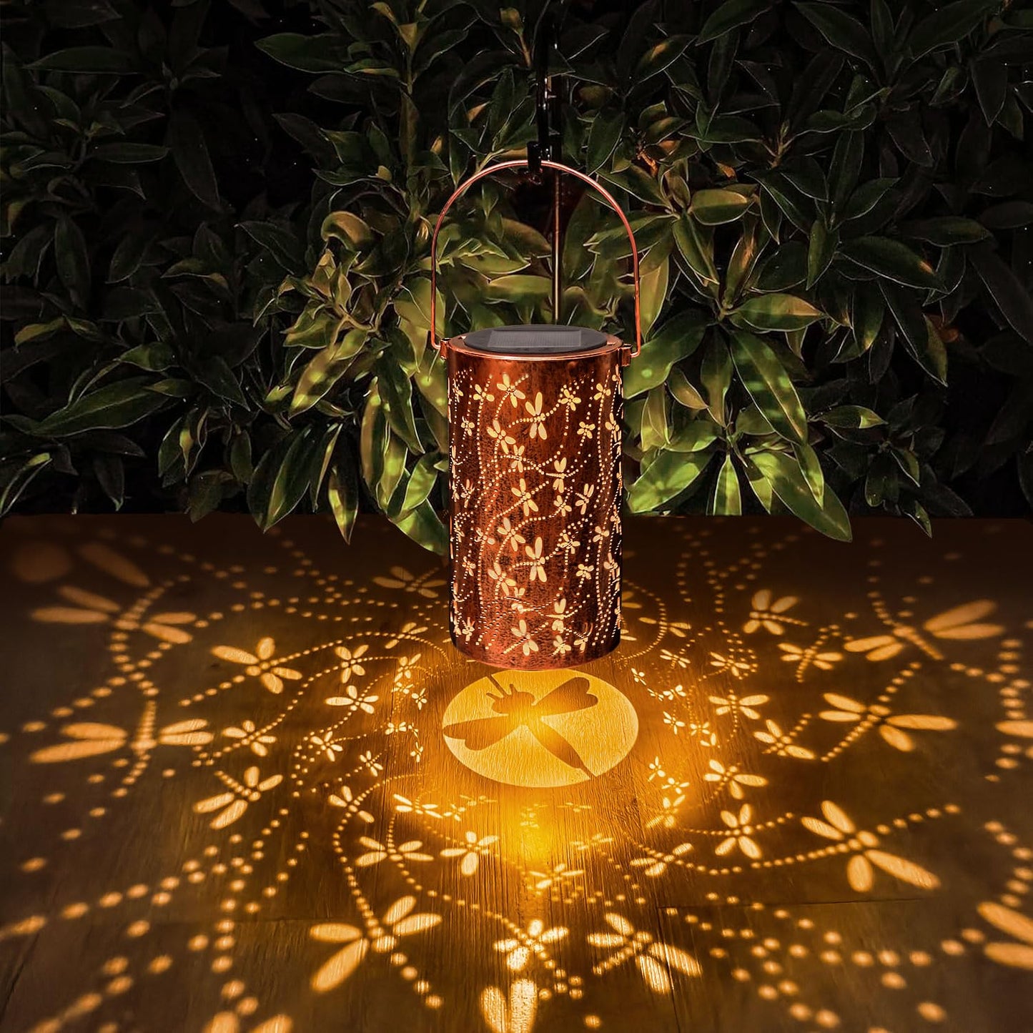 AZEEBOI 2 Pack Solar Lanterns Outdoor Waterproof Dragonfly Lantern Garden Decor Birthday Gifts for Women Mom Grandma Hanging Solar Lights Metal Decoration for Yard, Patio, Backyard, Porch