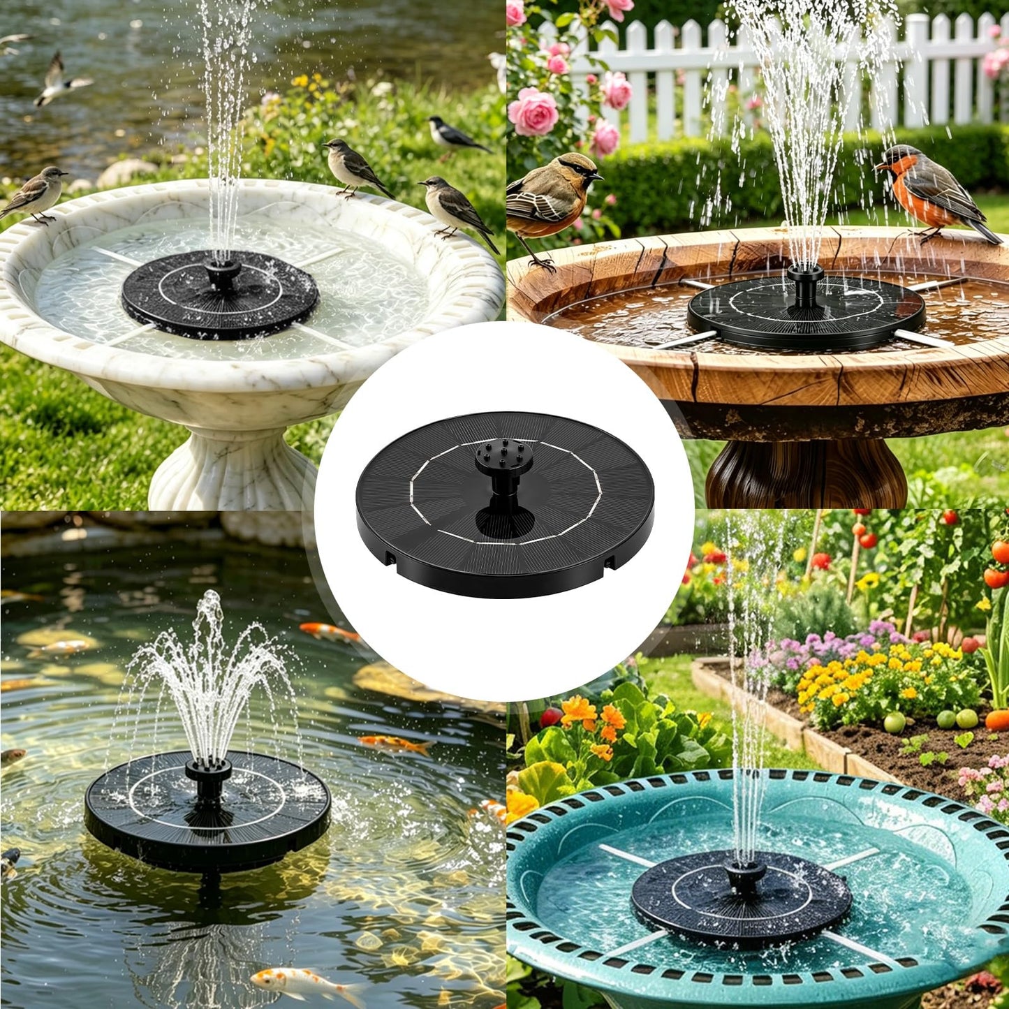 3.5W Solar Powered Water Fountain for Bird Bath Solar Water Pump with 6 Nozzles,Floating Solar Fountain Pump Outdoor Garden Bird Bath Fountain