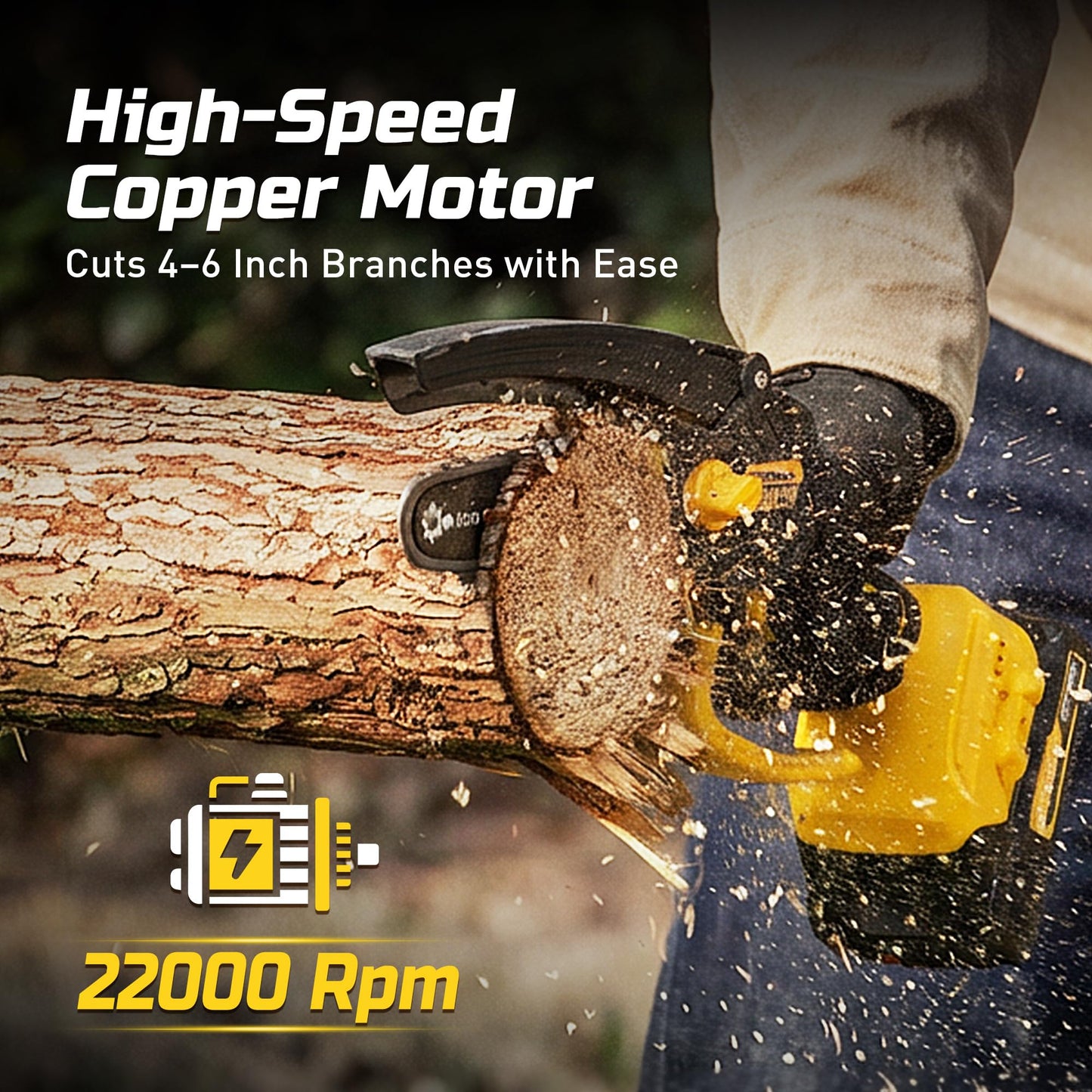 6-Inch Mini Chainsaw Cordless, 21V 2.0Ah Battery Powered Electric Pruning Saw, One-Hand Chain Saw for Tree Trimming, Lightweight, Small and Easy Control for Seniors, Women, Beginners & Yard Work