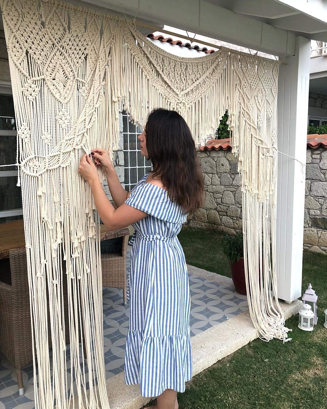 Macrame Wall Decor Hanging - Beautiful Apartment Dorm Room Decoration-Macrame Curtain-Macrame Wedding Backdrop for Holiday Decorations W 75" x L 85" Inch