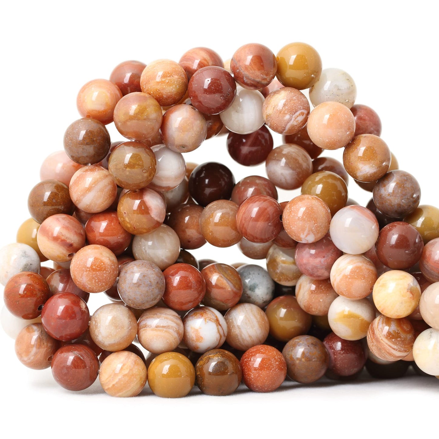 CHEAVIAN 35PCS 10mm Natural Petrified Wood Jade Round Loose Beads for Jewelry Making DIY Bracelet Necklace Materials 1 Strand 15"