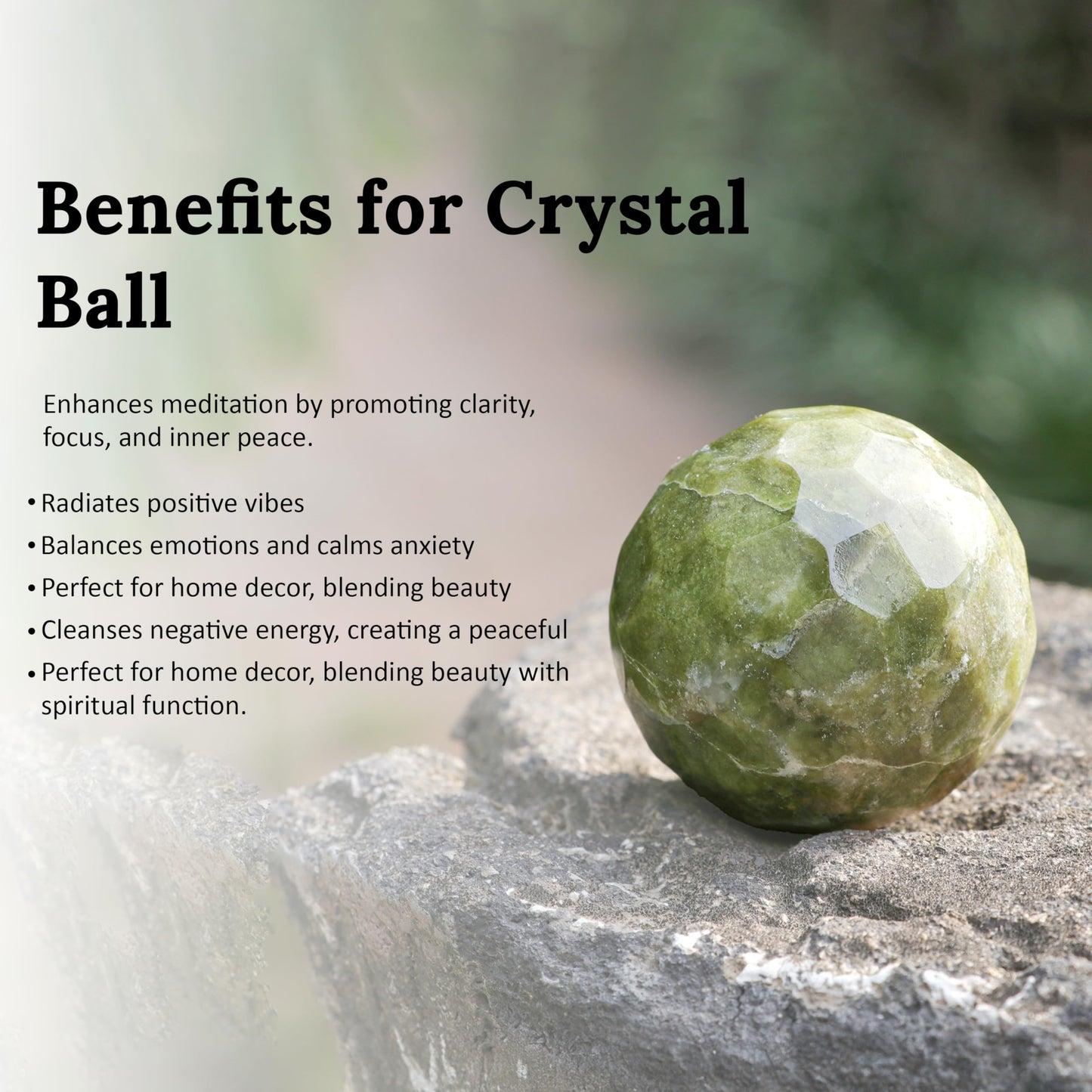 Crocon 50mm Vesuvianite diamond cut Stone sphere Ball with Metal Stand 1400+ Carats Gemstone Ball Healing ornament rock Sphere Sculpture Figurine for Fengshui Divination Crystal Home Decor Photography