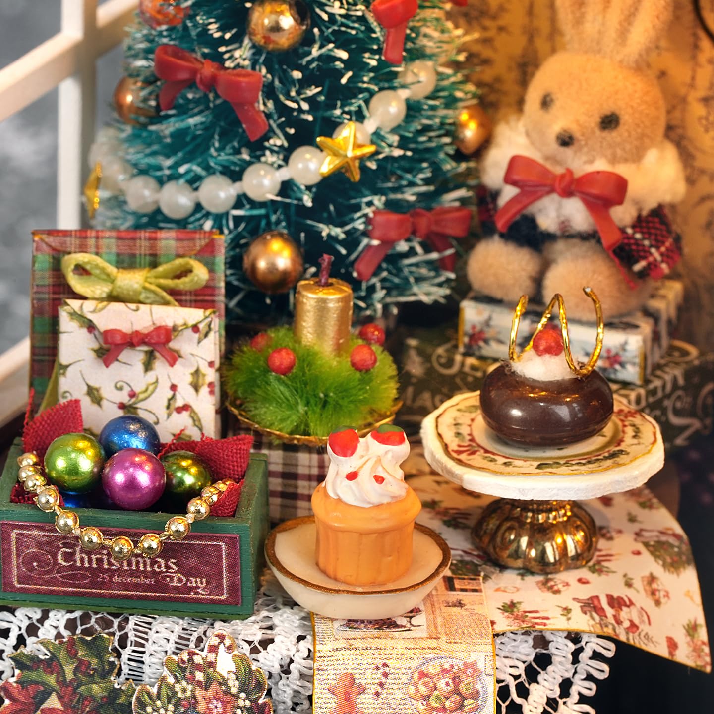 DIY Miniature Christmas House Kit Joyful Gatherings Creative Dollhouse Building Set Holiday Home Decor Craft for Adults