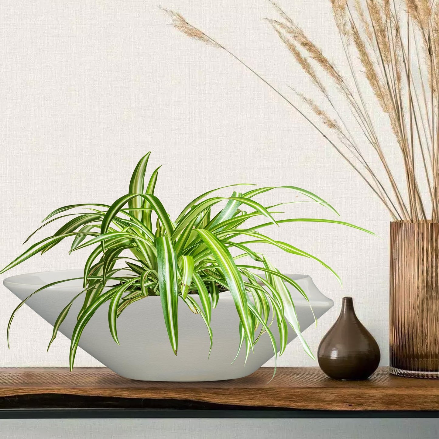 EPFamily 18 Inch Ceramic Bonsai Planter Pot with Drainage Hole, Glazed Large Plant Pot Succulent Planter for Indoor and Outdoor Plants Gray