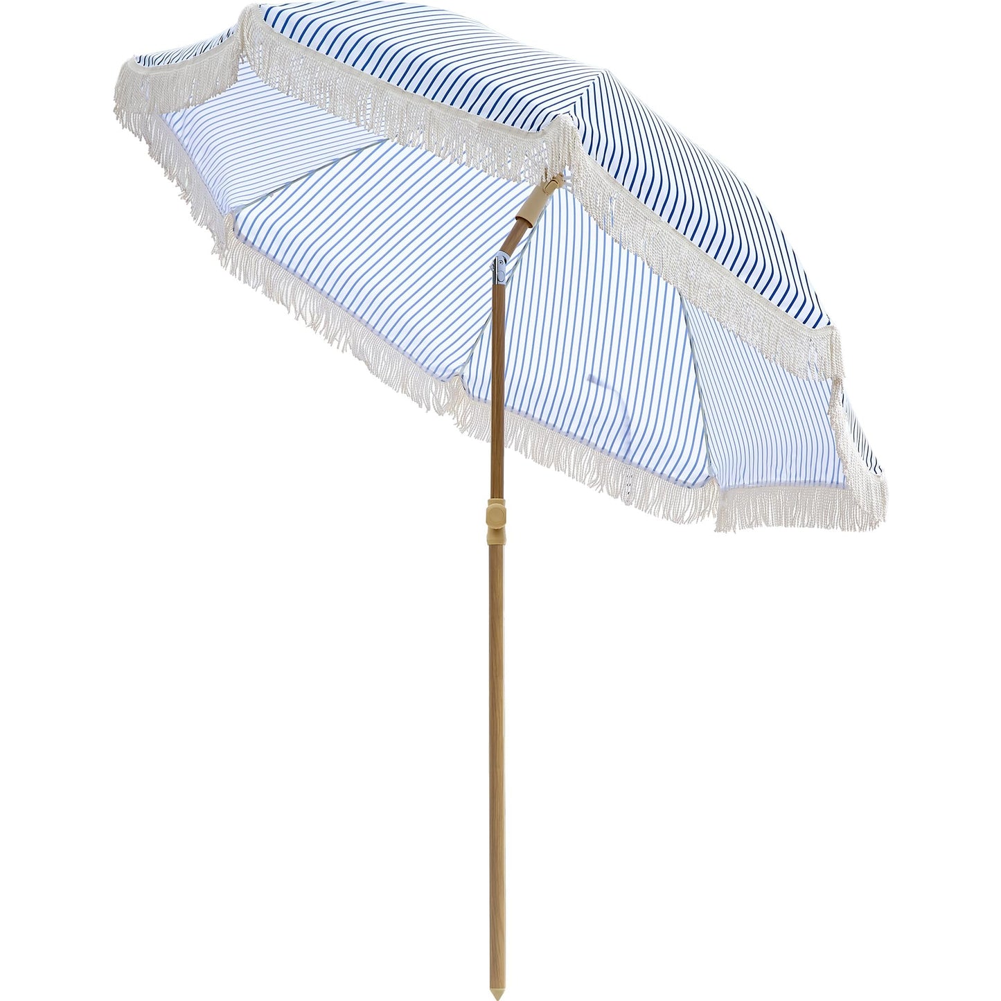 Kbrellaoutlets Patio Umbrella with UPF 50+ Protection, 8 Ribs, Push Button Tilt - Versatile Outdoor Shade for Garden, Courtyard, and Beach (Blue Pinstripe)