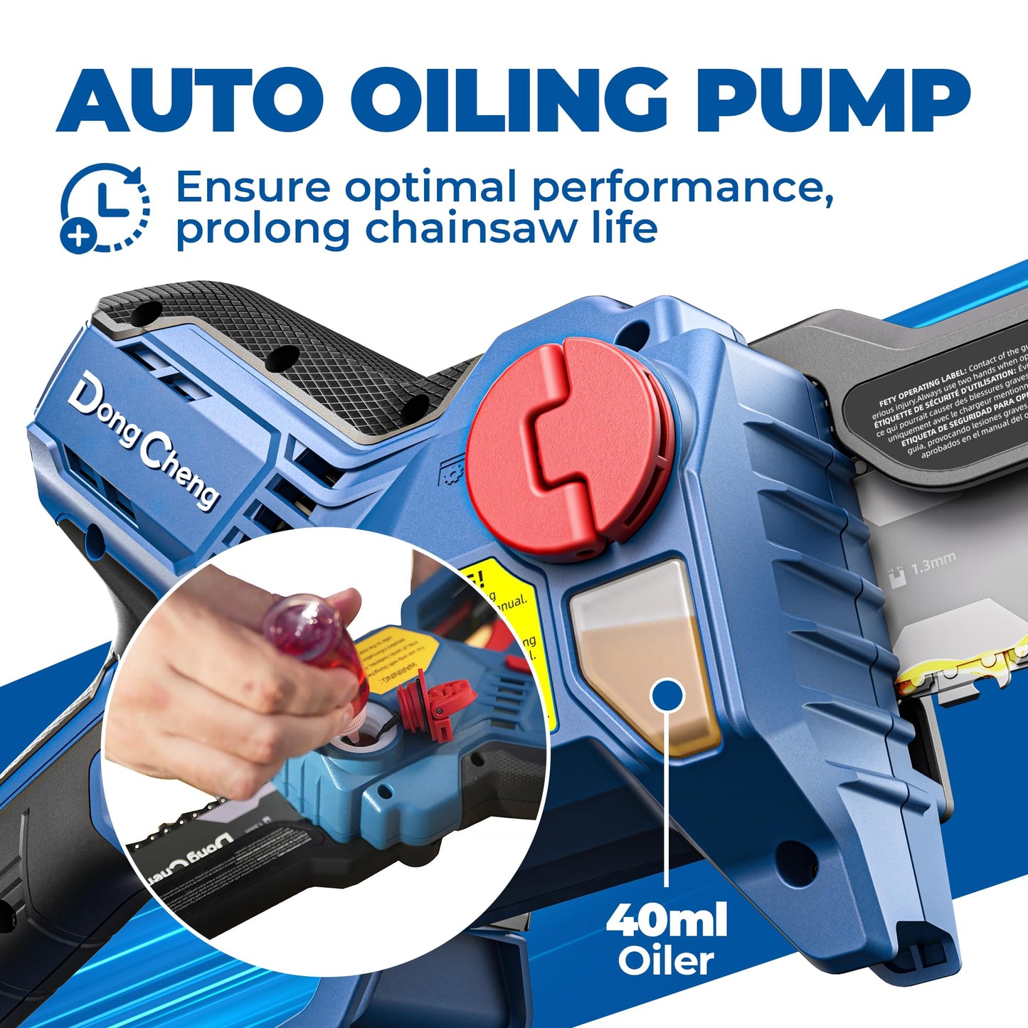 DongCheng 20V Brushless Mini Chainsaw, 6-Inch Cordless Electric Chainsaw with 2.0Ah Battery & Charger, 24000RPM, Auto Oiler, Tool-Free Chain Tension, 2.65 lbs for Wood Cutting, Tree Trimming, DIY
