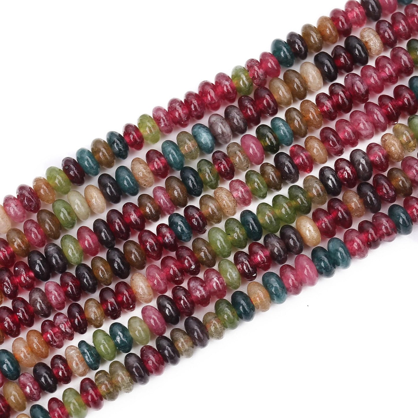 BONNY BOXX 1 Strand (150PCs) Natural 2 * 4mm Colorful Tourmaline Rondelle Beads, Natural Abacus Disk Stone Beads Loose Spacer Gemstone for DIY Bracelet Necklace Jewelry Making