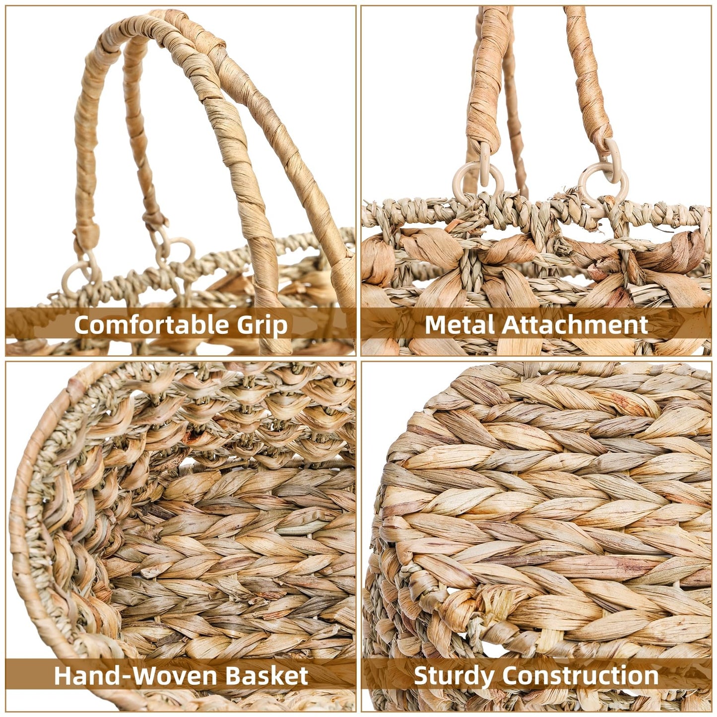 SOUJOY 2 Pack Wicker Picnic Basket with Handle, Natural Hand Woven Rattan Easter Baskets, 13" and 11" Nesting Gift Baskets for Outdoor, Camping, Garden, Wedding, Home Organization