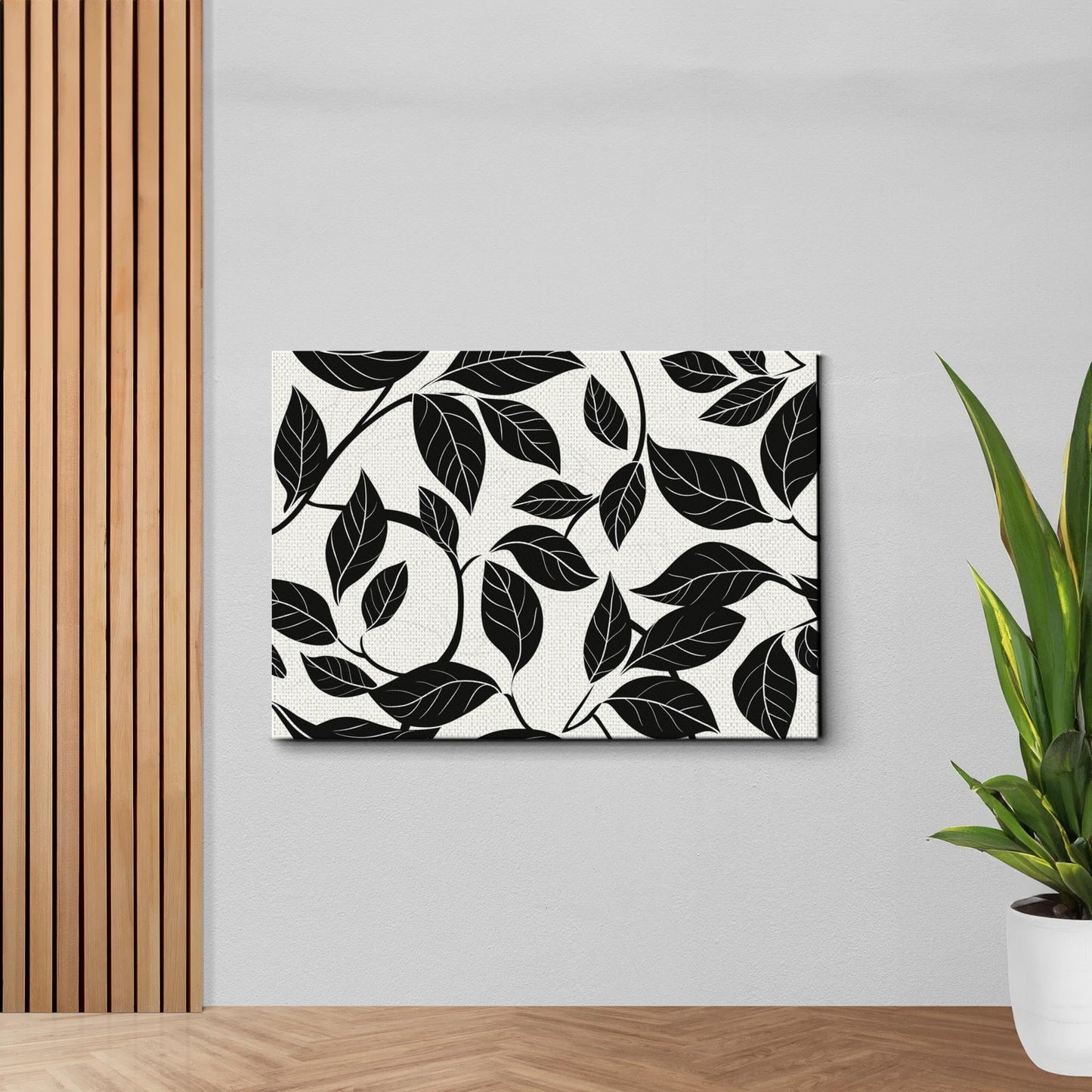 Canvas Print Scandinavian Folk Art Black and Beige Abstract Botanical Wall Art for Scandinavian Home Decor Decor Canvas, Wall