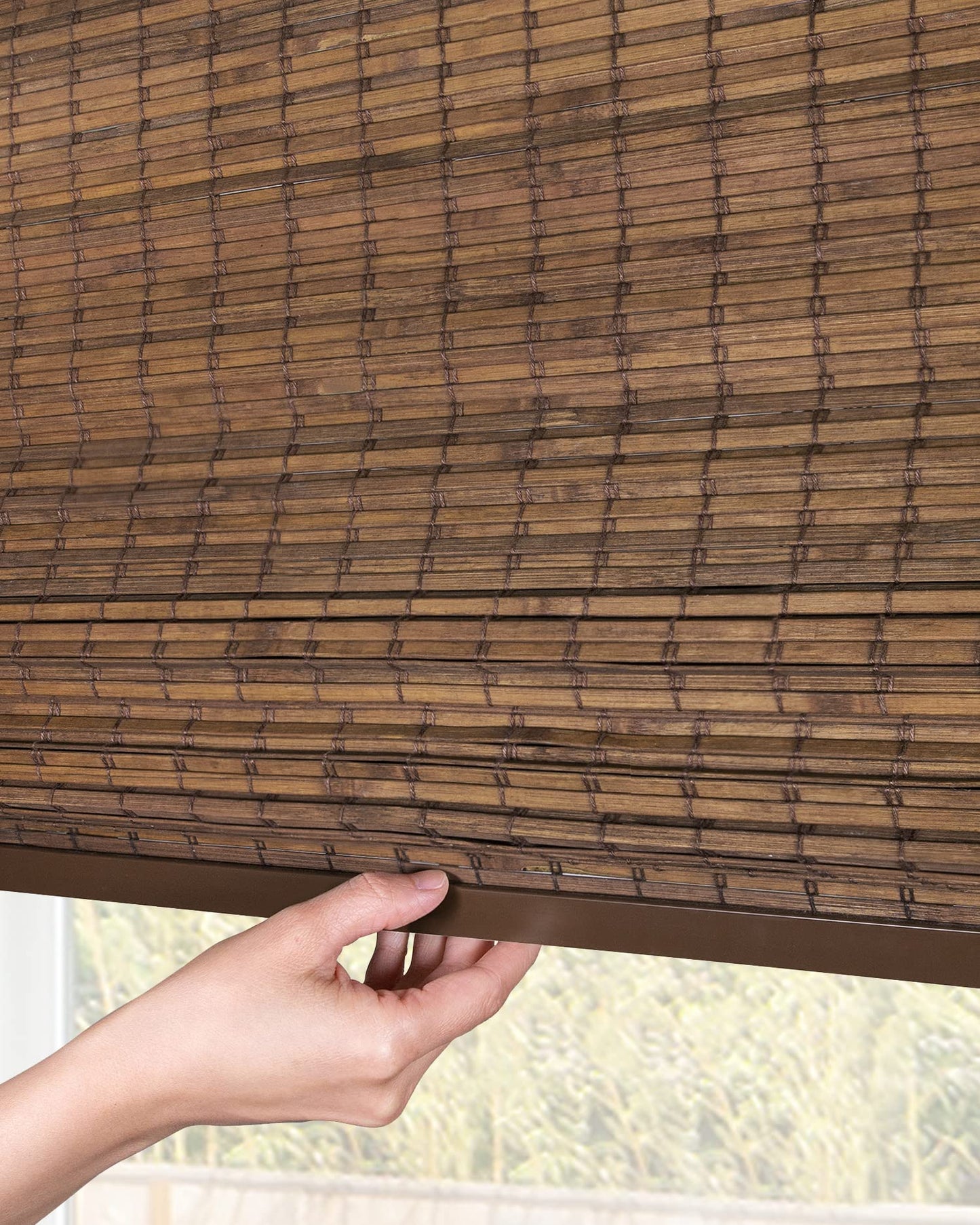 CHICOLOGY Bamboo Roman Shades - Customer Favorite Blackout Blinds for Windows, Premium Quality, Ideal for Home, Moose (Blackout) Brown, 27" W X 64" H