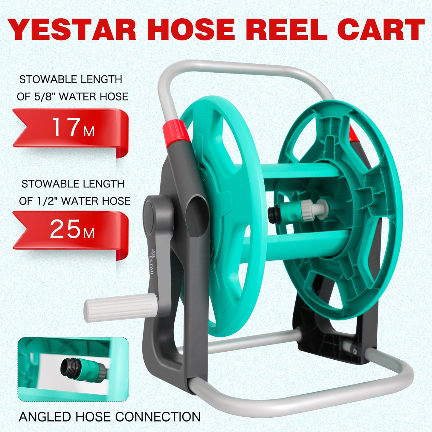YESTAR Garden Water Hose Reel Cart,Holds 50-60 Ft of 5/8 Inch Hose, Portable Hose Pipe Holder for Outside