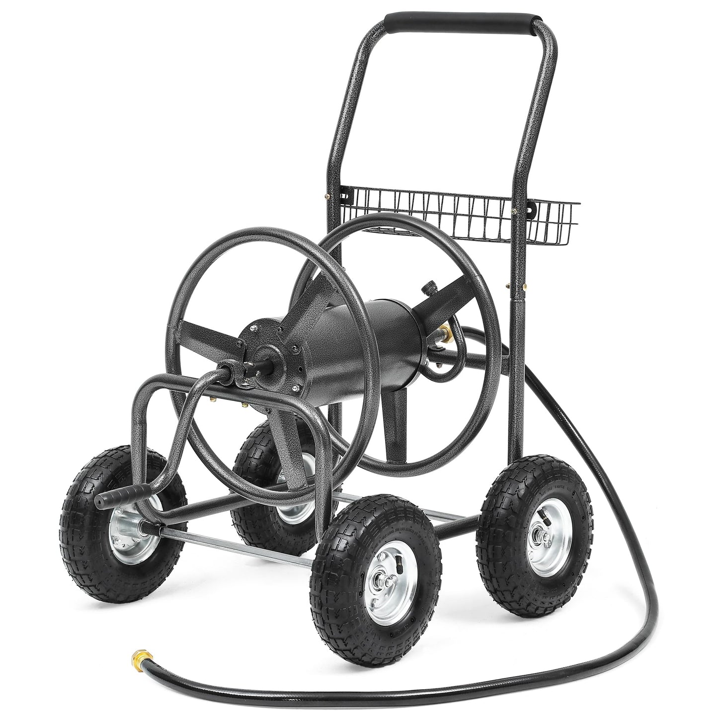 Autodaya 250FT Garden Hose Reel Cart with 10" Pneumatic Tires, Heavy-Duty Steel Frame for Tangle-Free Water Hose Storage, Easy-Rolling Lawn & Yard Hose Holder