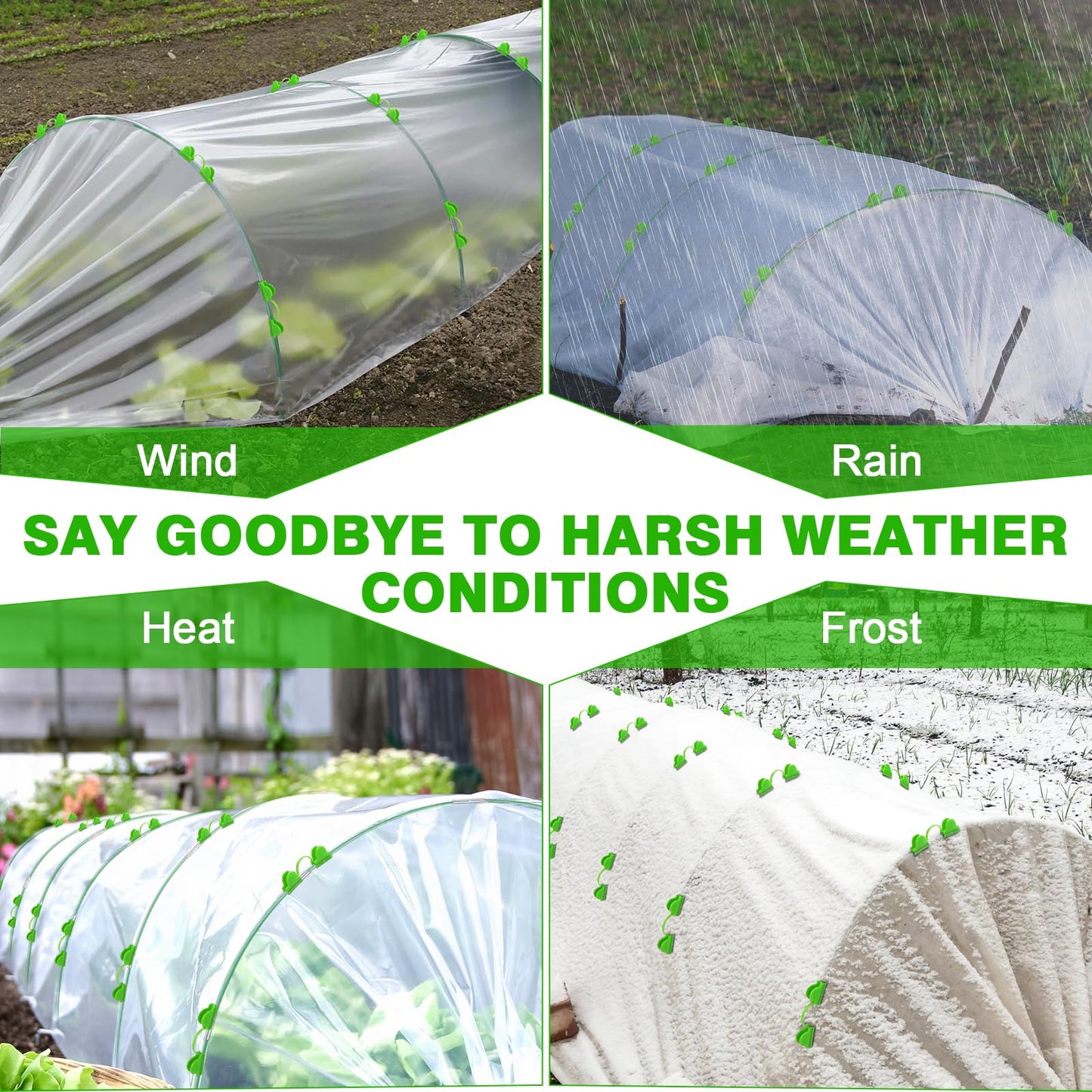 Garden Hoops for Raised Beds Row Cover, 36pcs 8ft Greenhouse Garden Grow Tunnel Netting Hoops, Greenhouse Support Hoops Garden Bed Hoops, Flexible Fiberglass DIY Hoops for Outdoor Plant, 24pcs Clips