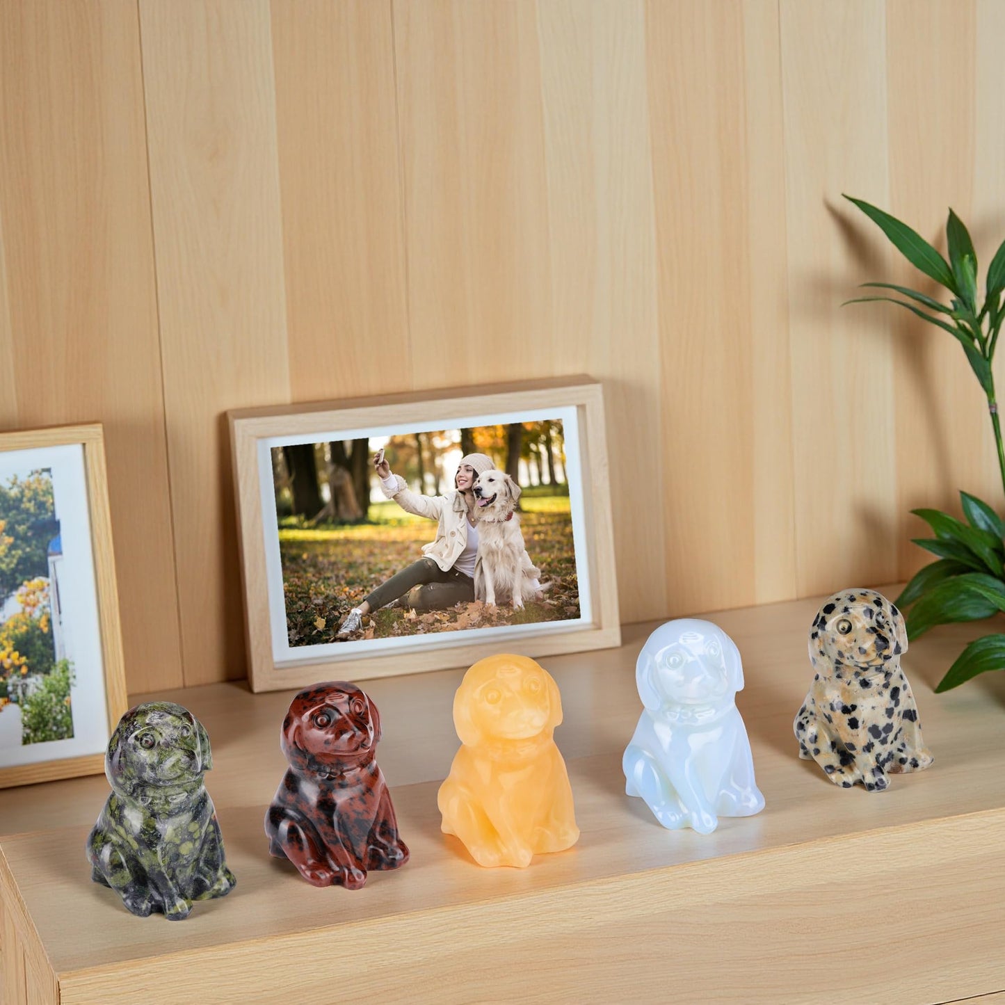 CrystalTears Dalmation Spot Jasper Crystal Dog Ornament, Cute Dogs Gifts for Women Dog Lovers Men Christmas, 1.5” Lucky Healing Gemstone Labrador Dogs Puppy Figurine Statue for Home Office Desk Decor