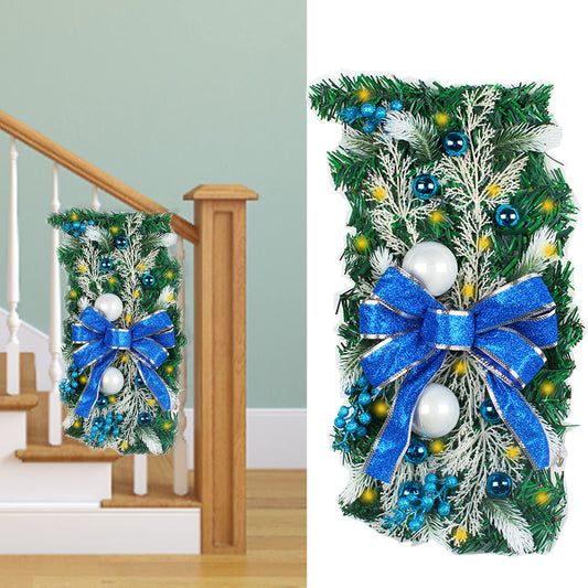 Christmas Teardrop Swag, Stair Swag Christmas Garland for Stairs Railing, Door Swag Garlands, Christmas Swag Wreaths for Wall Window Door Hanging Ornaments Holiday Decor for Indoor Outdoor Home