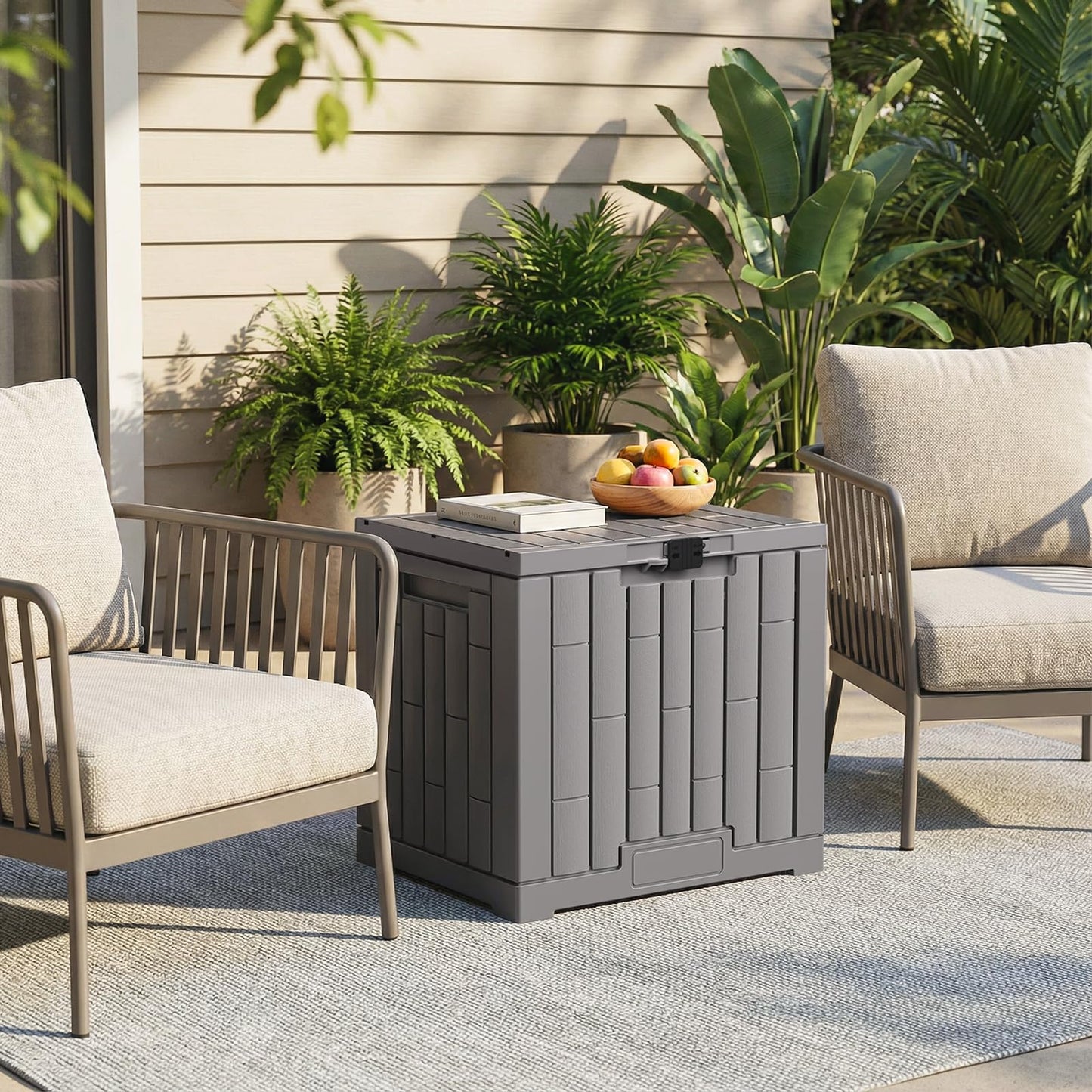 Jocoevol Deck Box 30 Gal, UV Resistant & Waterproof Outdoor Storage Box with Lock, Easy Assemble Storage Bins Container for Pool Patio Garden