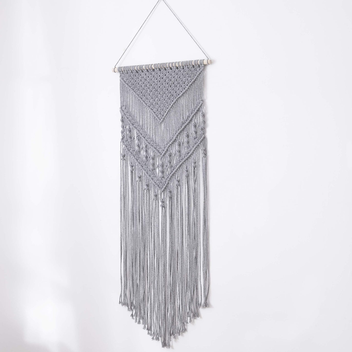 laddawan Macrame Wall Hanging Cotton Rope Wall Art Woven Tapestry Boho Chic Wall Decoration (Light Grey)