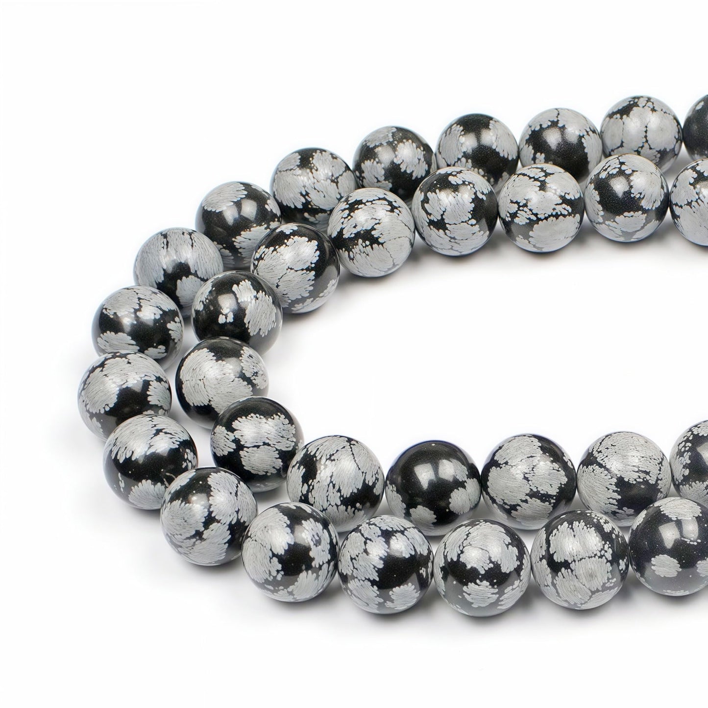 MJDCB Snowflake Obsidian Beads Round Natural Stone Beads for Jewelry Making DIY Bracelet (8mm)