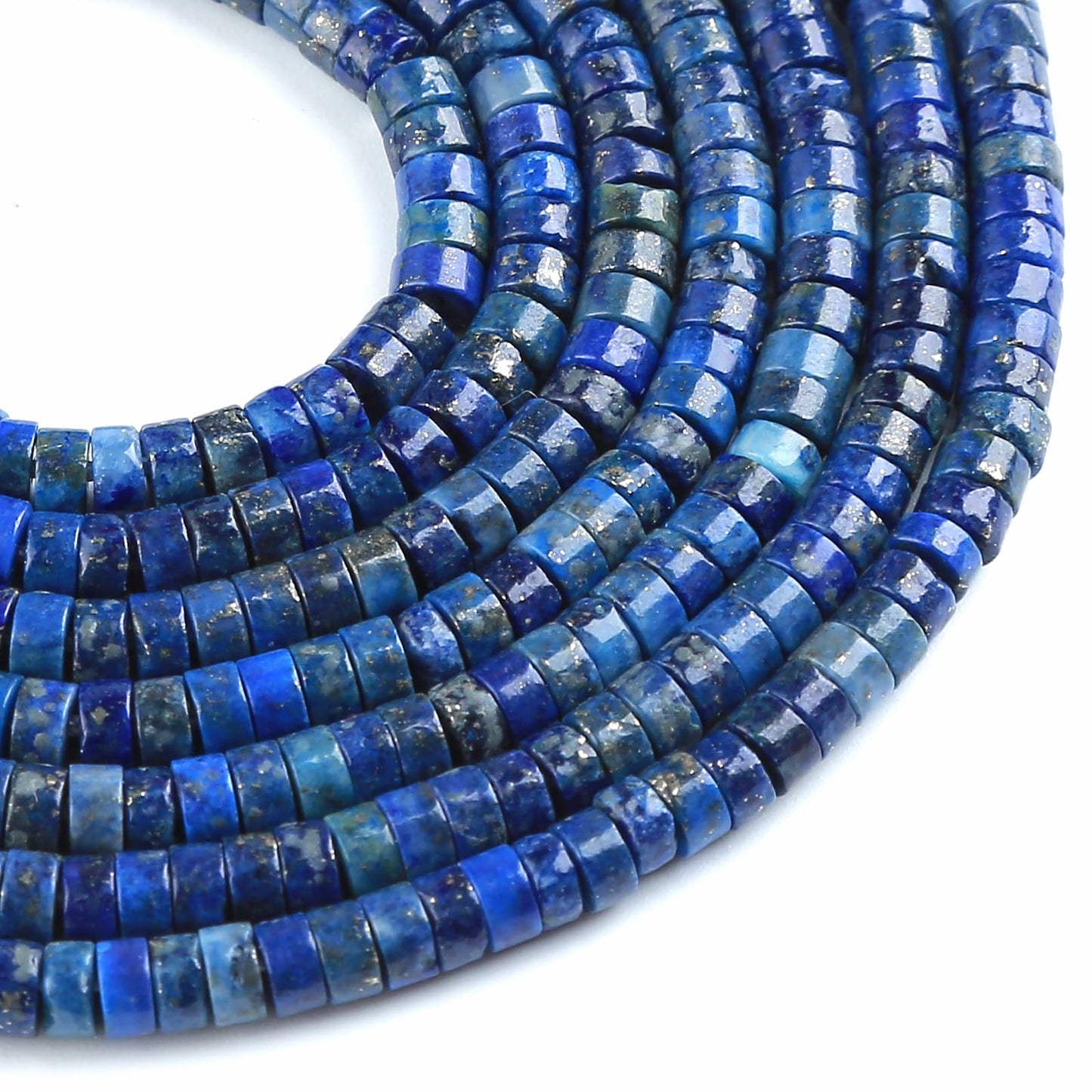 150pcs 2x4mm Natural Lapis Lazuli Jaspers Tube Shape Beads Loose Flat Round Cylinder Flat Spacer Green Stone Beads for Bracelet Earrings Jewelry Making