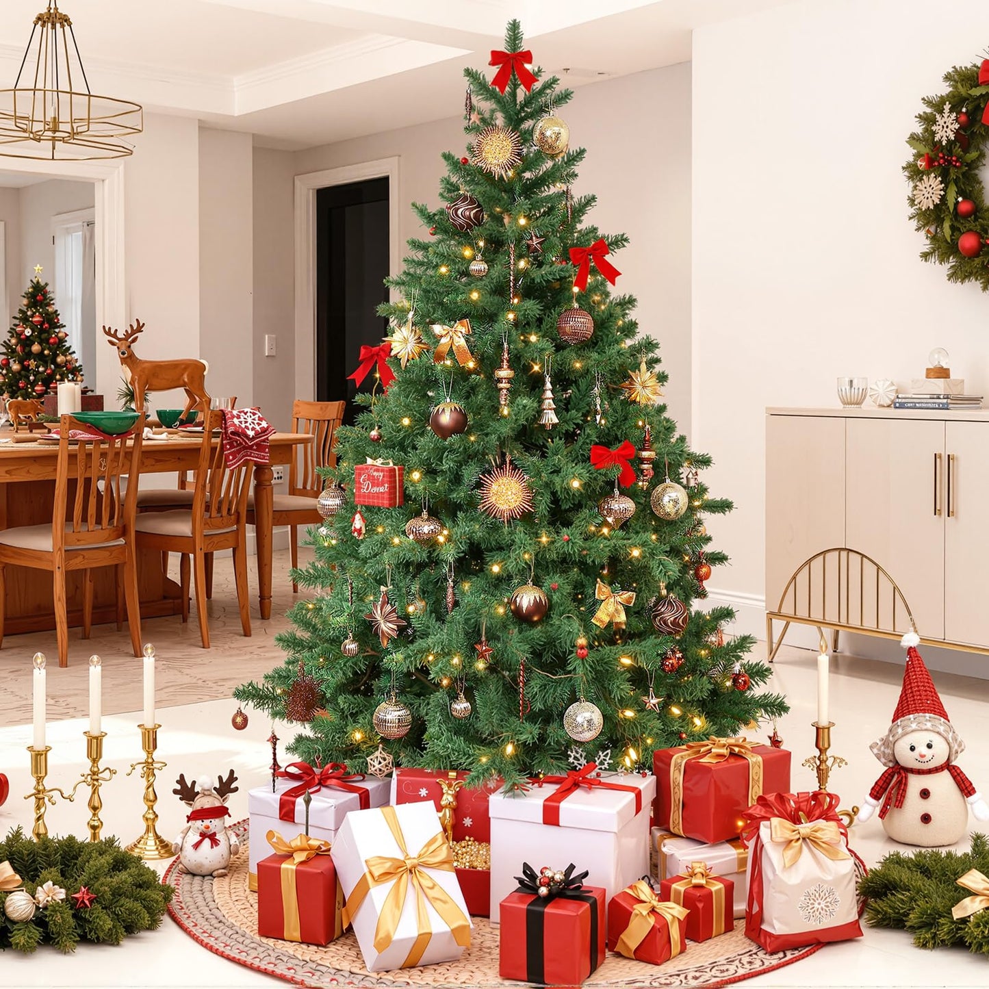 SHareconn 80pcs Christmas Balls Ornaments Set, Contemporary Luxury Gift Set, Shatterproof Plastic Bronze Decor for Xmas Tree Holiday Wedding Party Decorations with Hanging Strings, Brown Copper Gold