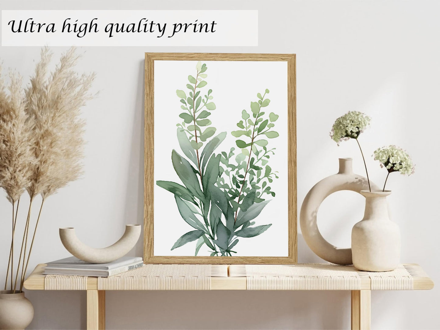Induslyfe Framed Eucalyptus Sage Green Botanical Plant Wall Art Canvas Decor Set of 6, Leaves Wall Art Prints Posters Art, Eucalyptus decor Flower wall art for bathroom bedroom living room decor 9x12