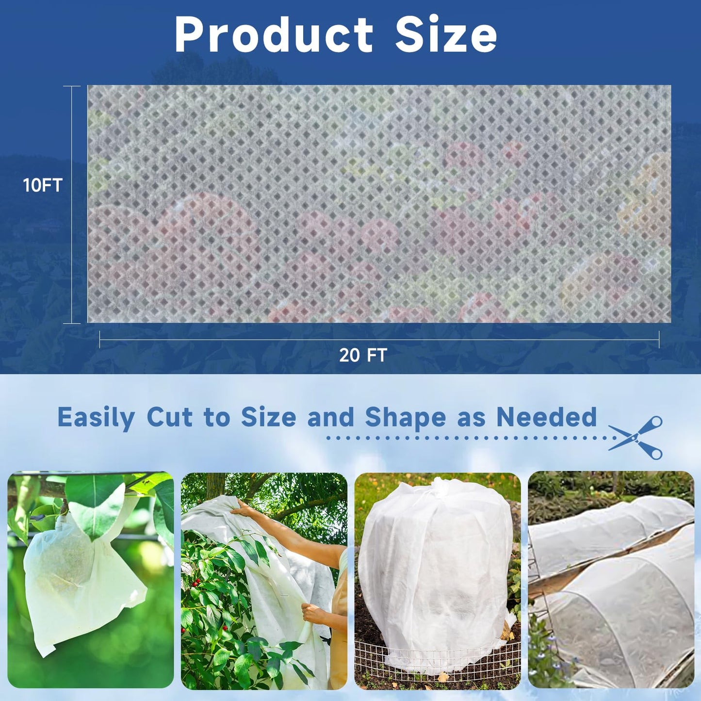 Plant Covers Freeze Protection,10 ft x 20 ft 1.1oz/yd² Thicker Floating Row Blanket Cover Fabric Plant Cloth for Winter Frost Snow and Garden Protection