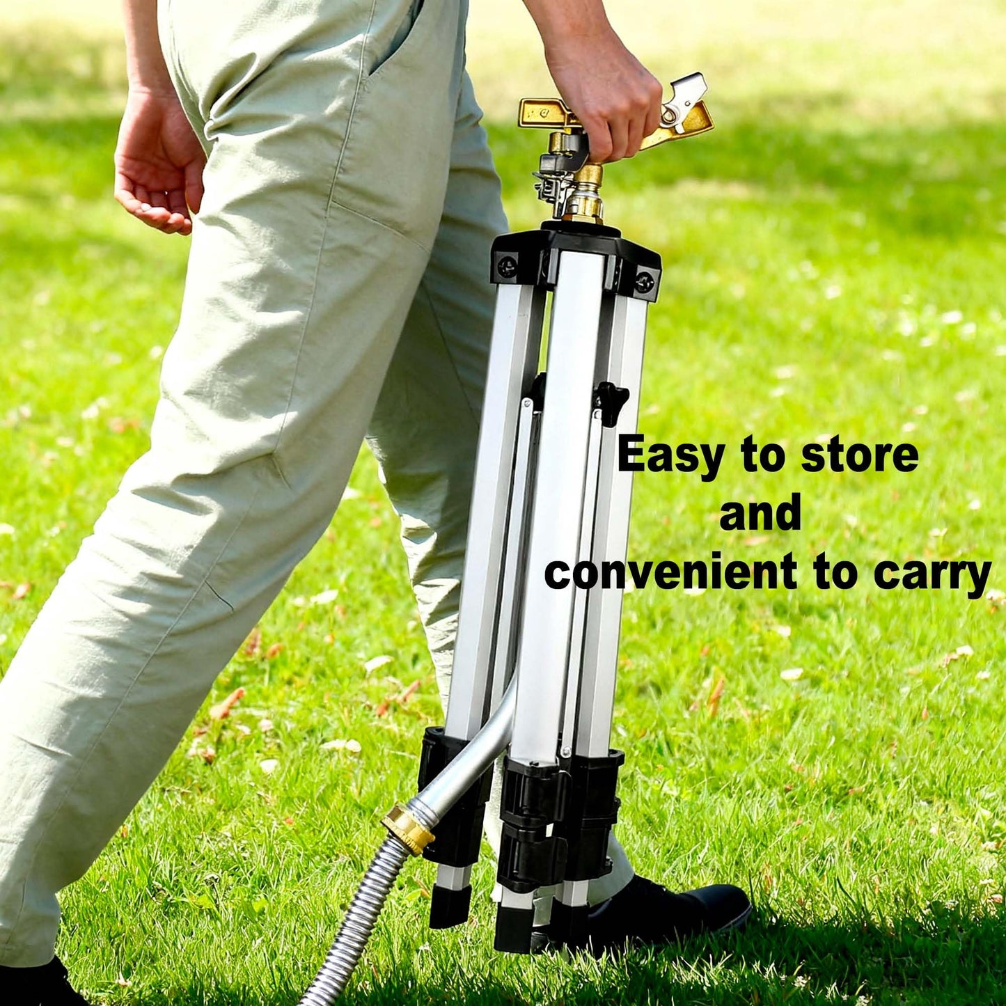 37" Metal Telescopic Tripod Sprinklers, 2 Pack Heavy Duty Impact Lawn Sprinkler for Large Areas, Yard, Courtyards and Gardens