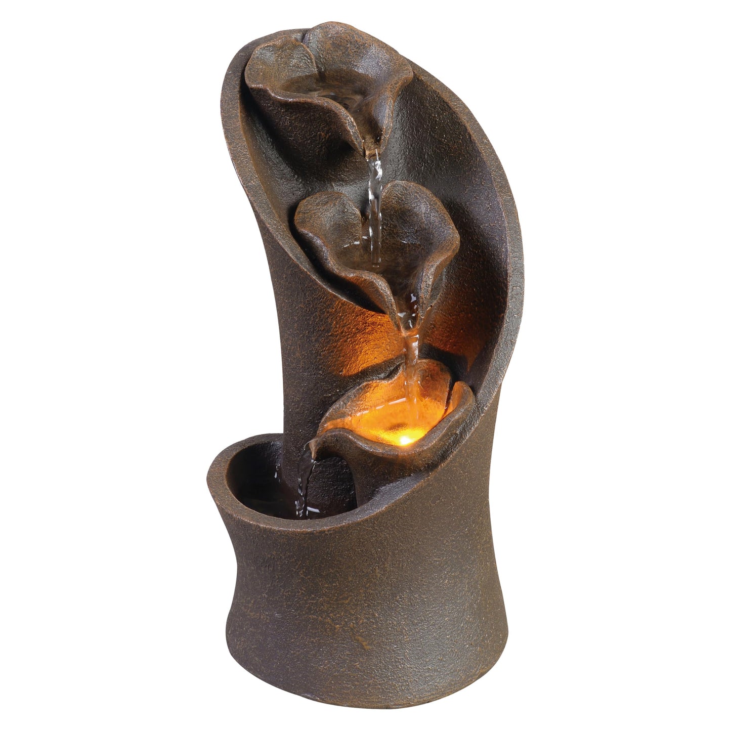 Kalona Tabletop Waterfall Fountain, 3-Tier Indoor Water Fountain for Home Office Decor, Relaxing LED Fountains with Artistic Stone-Look Design for Meditation (23005)
