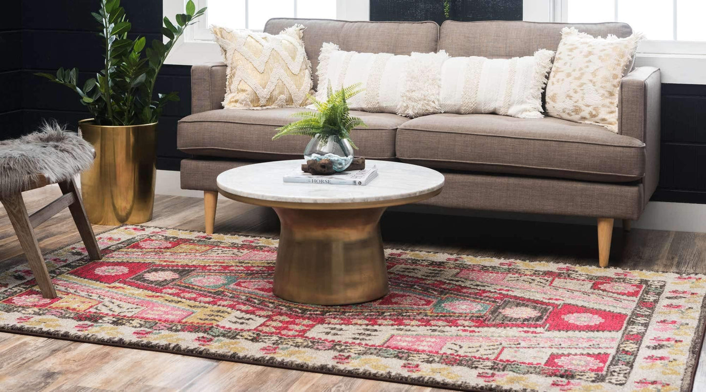Unique Loom Sedona Collection Southwestern, Geometric, Border, Over-Dyed, Modern, Tribal, Abstract Area Rug (5' 0 x 8' 0 Rectangular, Multi/Beige)
