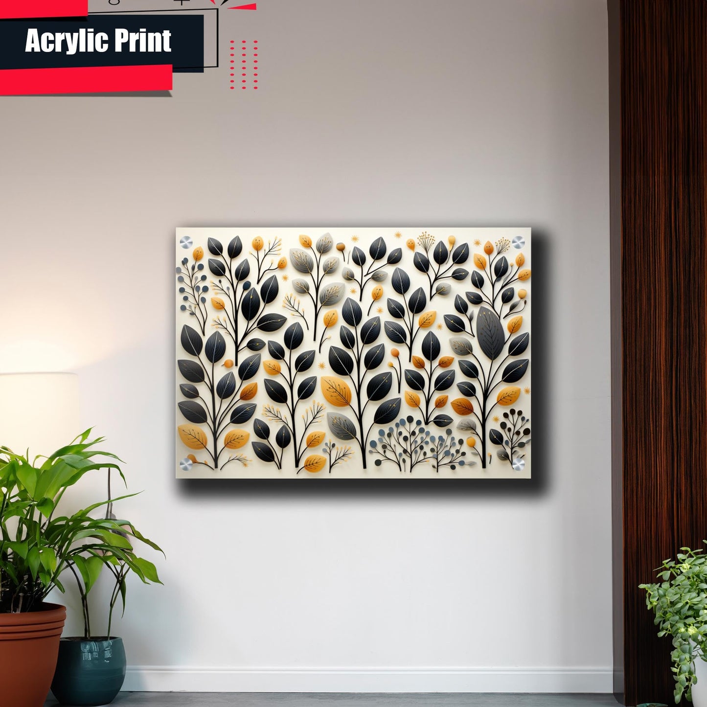 Scandinavian Folk Art, Black and Beige Abstract Botanical Wall Art for Scandinavian Home Decor, Decor poster, Home Decor