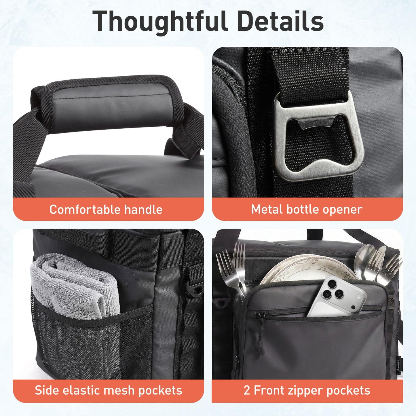 TOURIT 2-Zone Soft Cooler Bag 30/48Cans, Dry & Wet Insulated Beach Cooler, Lunch Bag, Leakproof Ice Chest for Camping, Picnic, Hiking, Travel