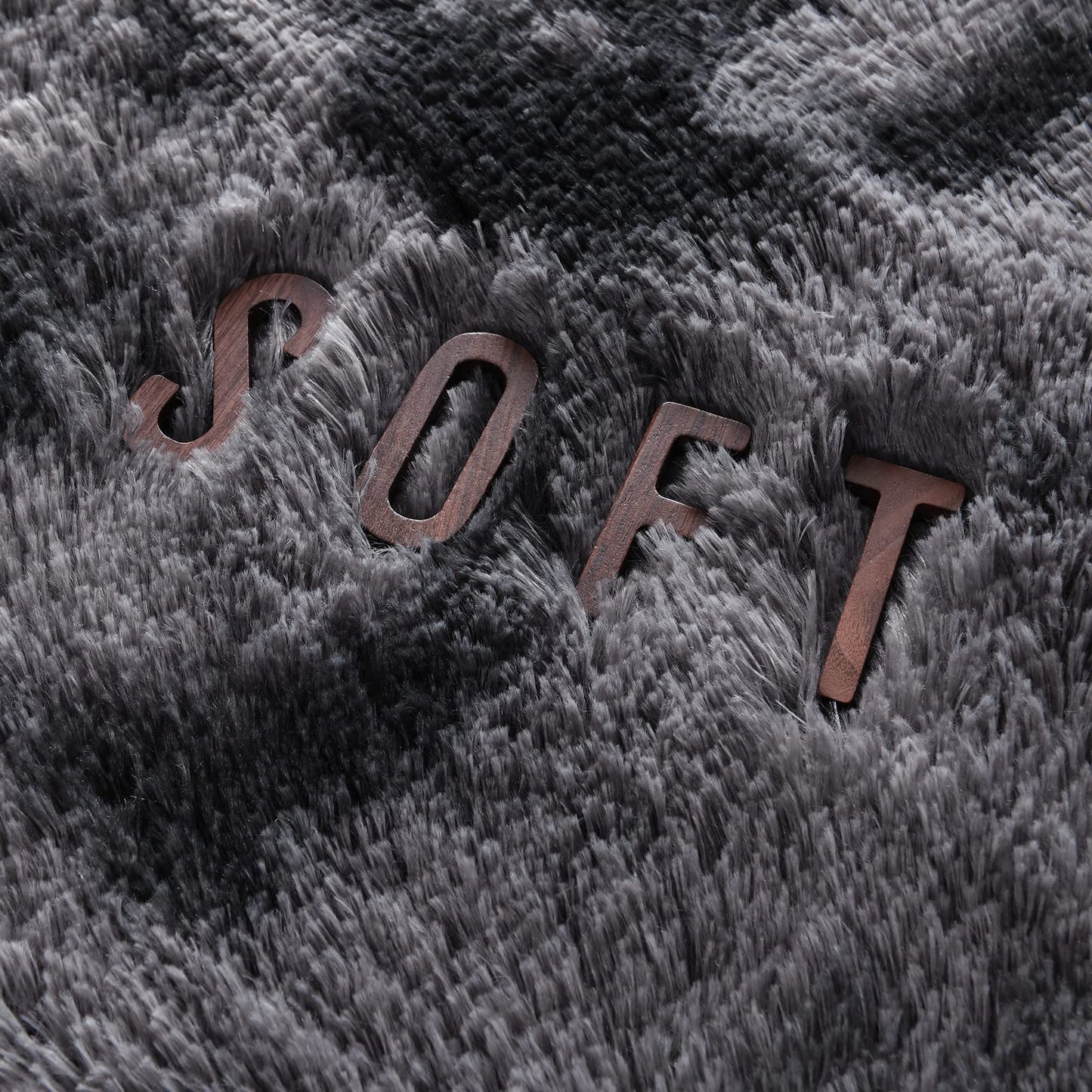 Hutha 5x8 Large Area Rugs for Living Room, Super Soft Fluffy Modern Bedroom Rug, Tie-Dyed Dark Grey Indoor Shag Fuzzy Carpets for Girls Kids Nursery Room Home Decor