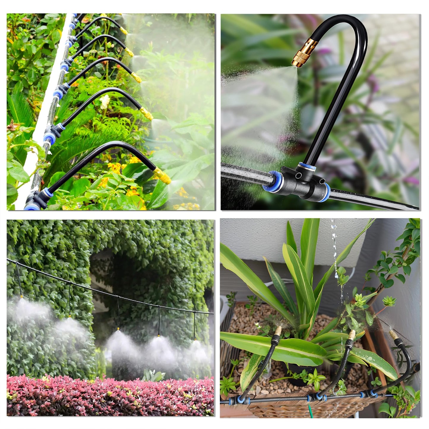 Dianrui 360° Curved Garden Automatic Irrigation System—50FT Drip Irrigation System for Garden, Garden Mister System for Greenhouse, Yard, Lawn, Plant (Dropper Atomizing Mist Nozzles, 5/16")