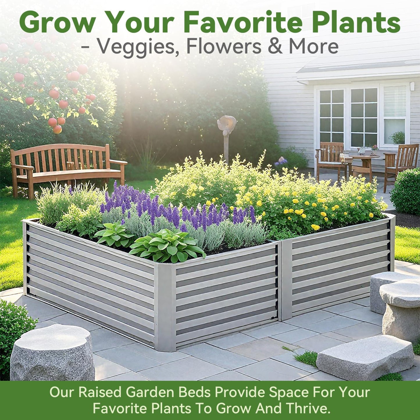 YILIFEIDA 6x3x1ft Rectangle Galvanized Raised Garden Beds kit，Large-Capacity Metal Planter Garden Box Outdoor,Metal Garden Bed for Vegetables，Flower，Fruits，Steel Raised Beds for Backyard Gardening