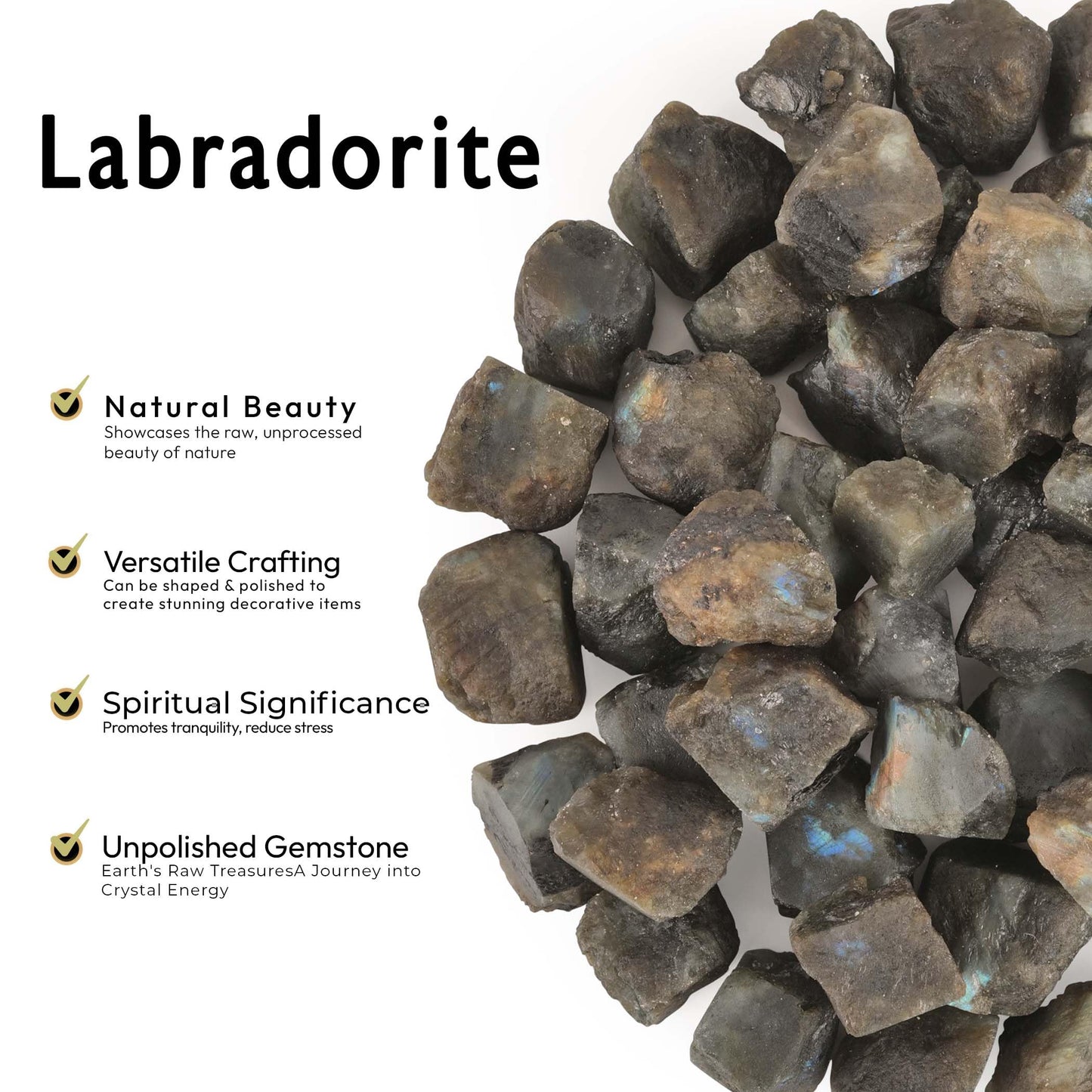 Labradorite Crystal, Healing Crystals and Healing Stones, Raw Crystals, Gem Stones Rocks for Tumbling, Raw Gemstones (1 Lb)