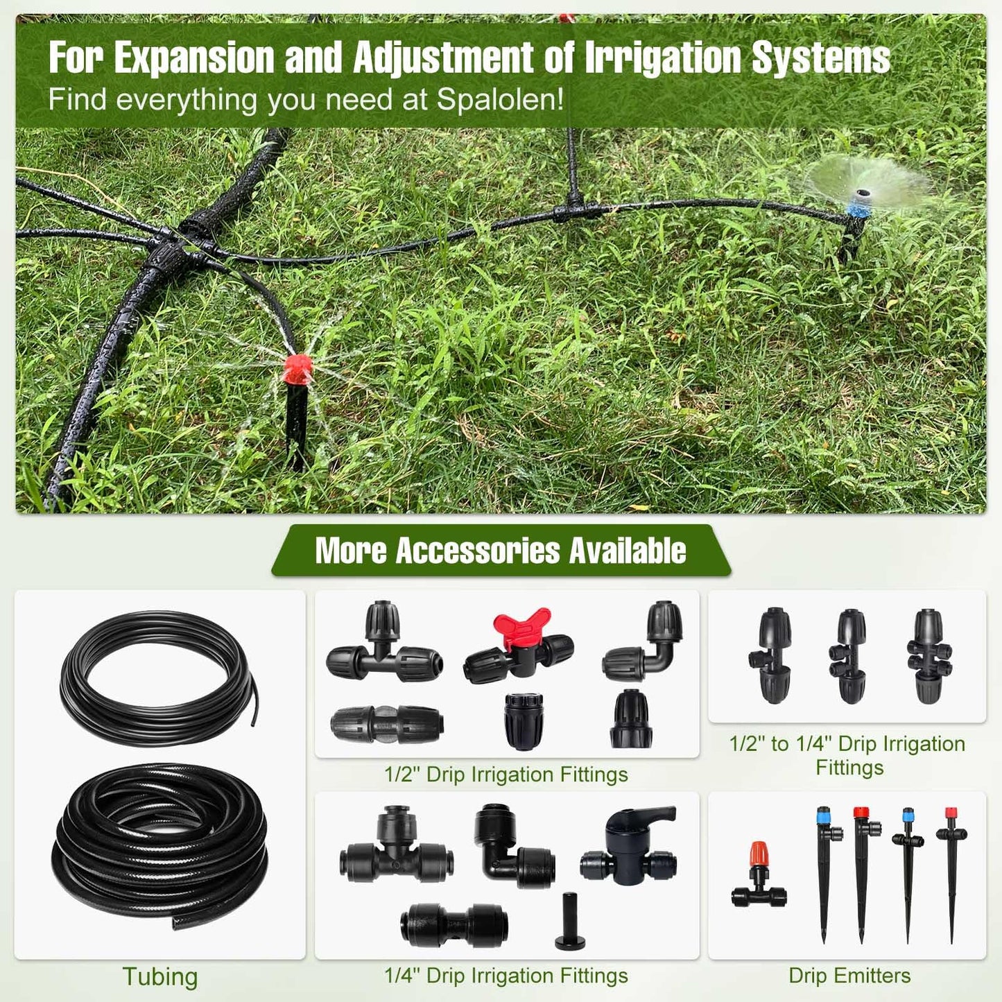6 Pack 1/2'' to 1/4'' Drip Irrigation Fittings, Push-to-Connect 4 Way Drip Irrigation Part Barbed Tee Connectors, Anti-Leak Locked Splitter Fitting for 1/2" Irrigation Tubing (0.6''-0.67''OD)