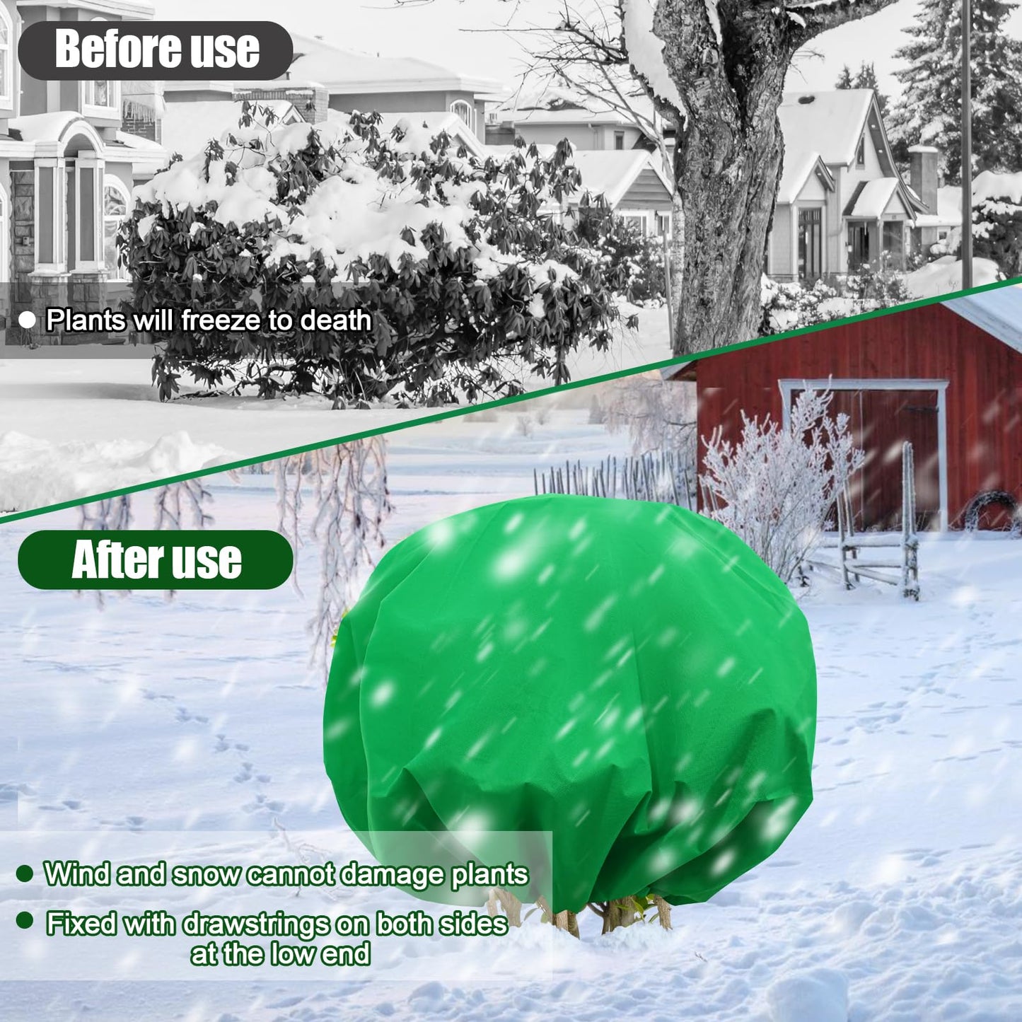 NNG 2PCS 8.1ft Dia. Round Winter Plant Covers Reusable Tree Freeze Protection with Drawstring Potted Plant Frost Blanket Outdoor Shrub Plant Cover for Winter Garden Potted Vegetable