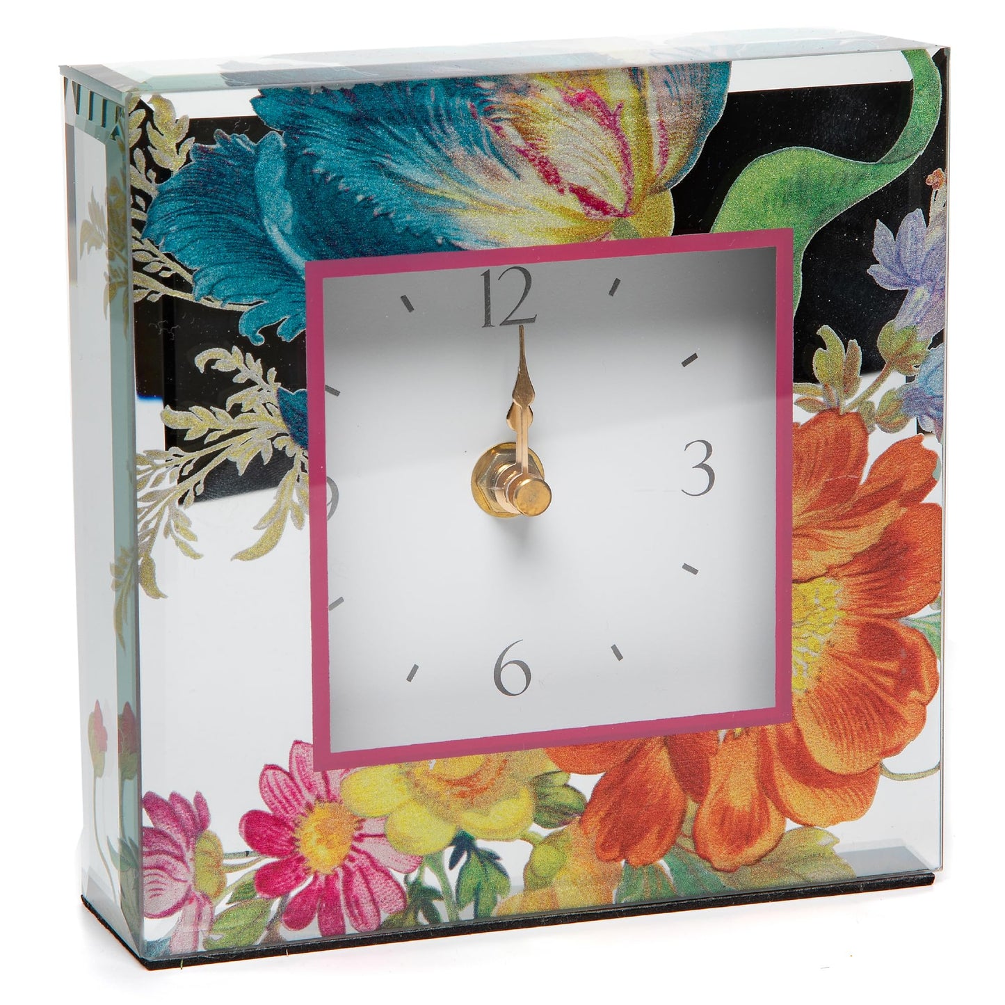 MACKENZIE-CHILDS Desk Clock, Decorative Clock for Kitchen and Living Room, Flower Market Reflections