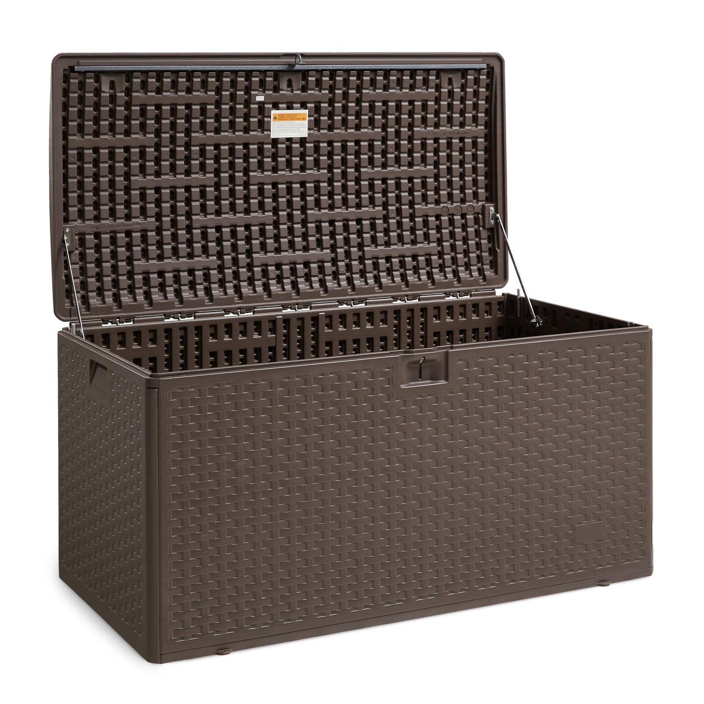 Amazon Basics Outdoor Storage Deck Box, Lockable, Weather-Resistant, 99 Gallon, Brown, for Patio Cushions, Gardening Tools, Pool Accessories
