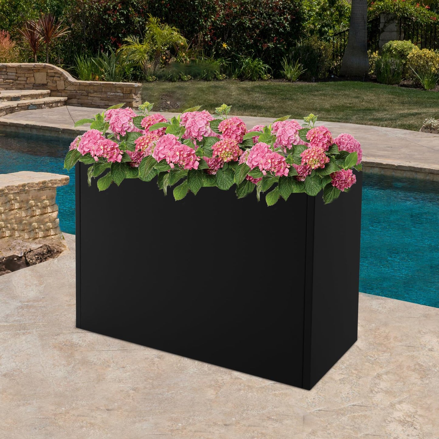 Fulavorty Steel Planter Box,Black Planter Large Rectangular Indoor Outdoor Planters with Removable Shelf,Heavy Duty Rectangular Planter for Patio,Deck,Yard,Garden