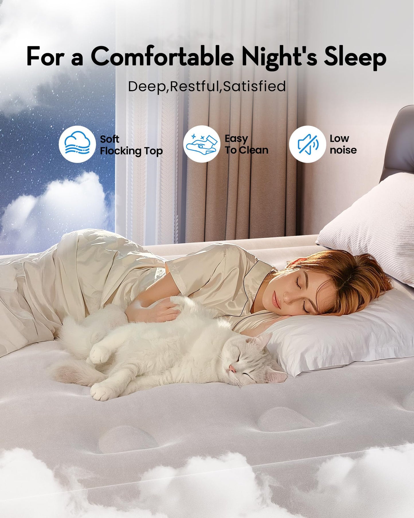 OhGeni Queen Air Mattress with Built in Pump, Ideal Alternative to a Bed, Inflatable Blow Up Mattress 18 Raised Comfort, Portable Bed for Home, Camping, Colchone Inflable, Gift for Mom, 1-Pack Only