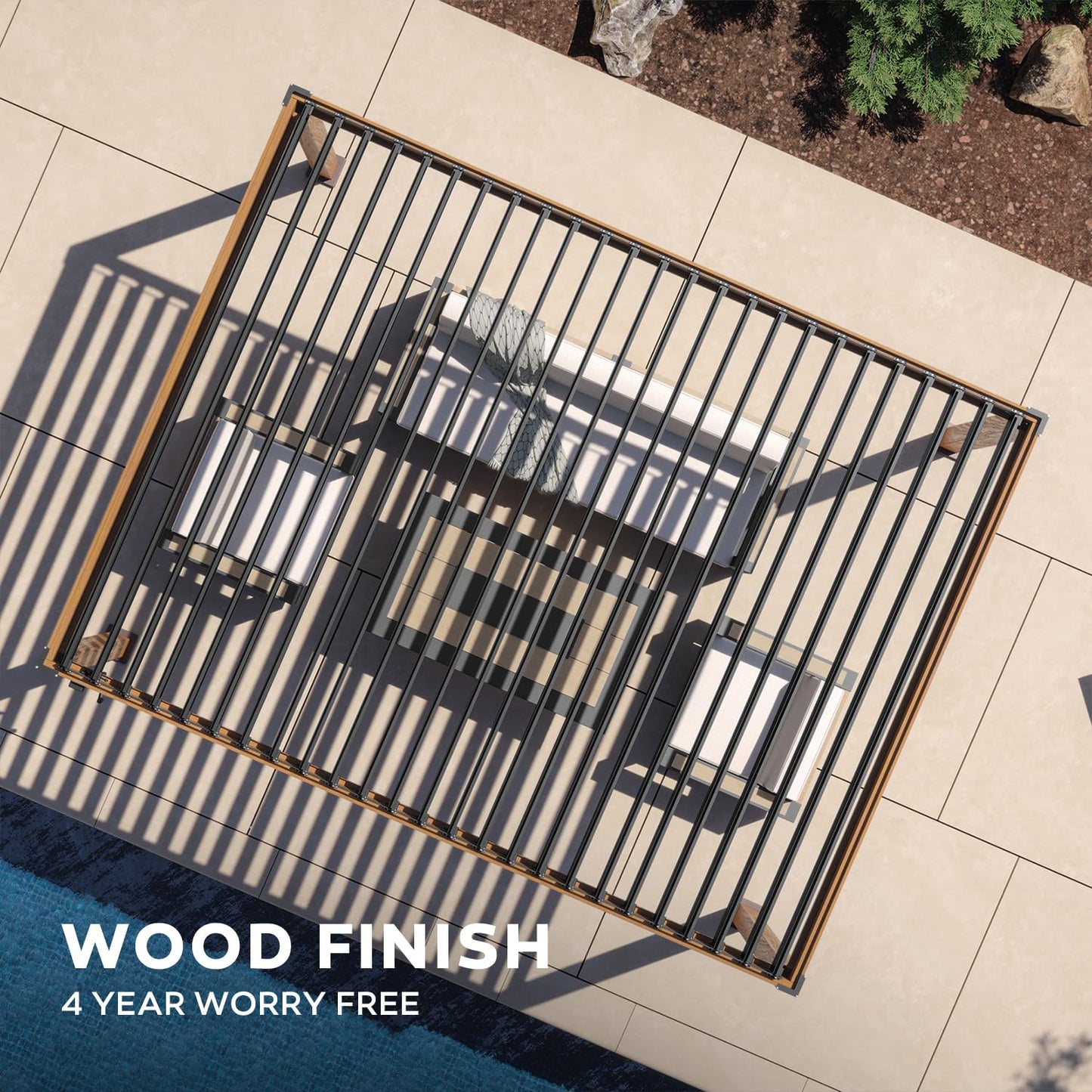 MIRADOR 111S Takasho Louvered Pergola 10x13 Wood Grain Outdoor Aluminum Pergola with Adjustable Rainproof Roof Full Aluminum Frame Ideal for Outdoor Deck Garden Patio Durable, Cherry Oak