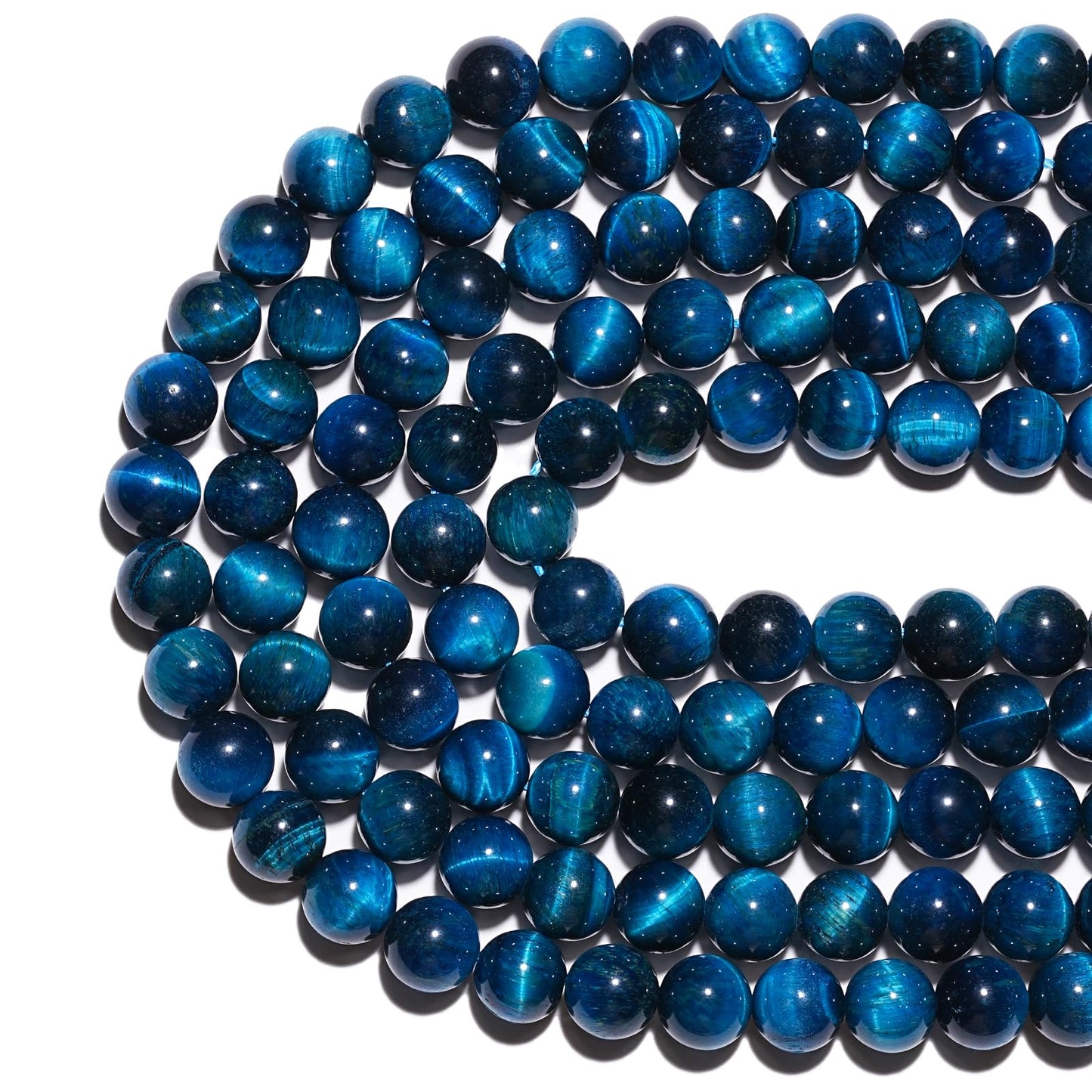 10mm Natural Blue Tiger Eye Gemstone Beads Polished Round Smooth Stone Beads for Bracelets Jewelry Making 15inch Loose Beads