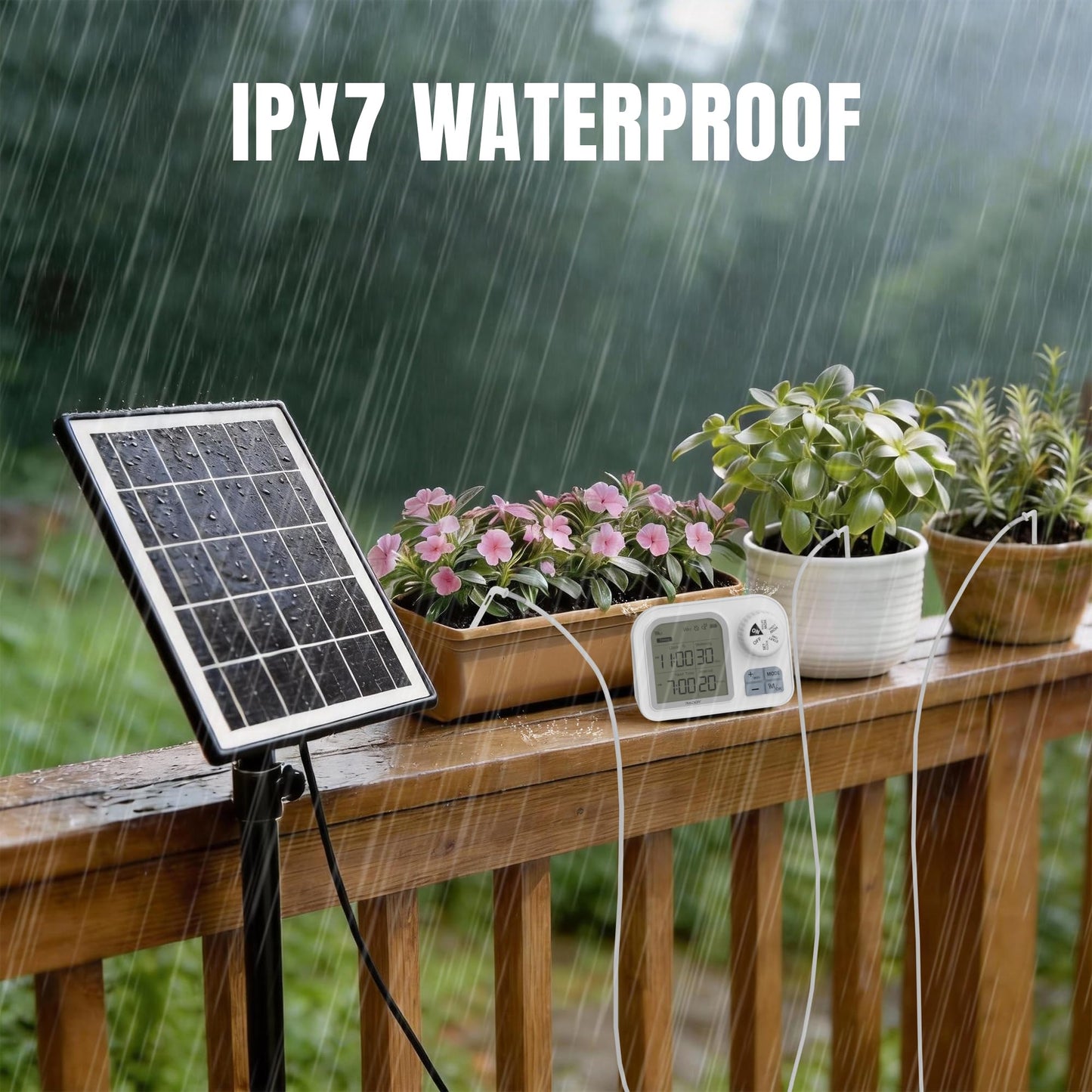 Raddy WS-74 Solar Drip Irrigation System with Smart APP Control, IPX7 Waterproof, Adjustable Soil Moisture Sensor, 2600mAh Battery, Automatic Watering Kits for Indoor Outdoor 15 Potted Plants