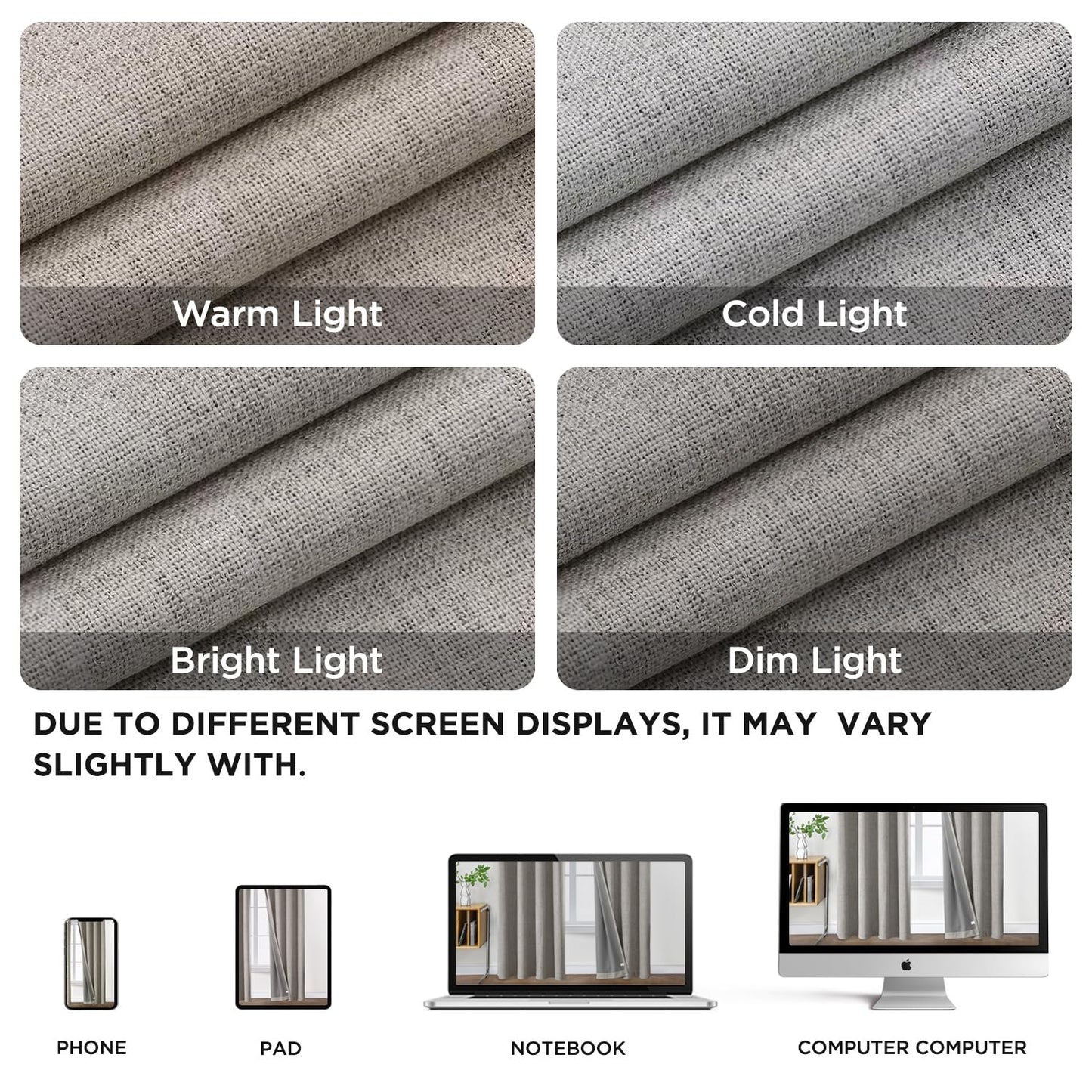Joydeco Blackout Curtains 63 Inch Length, Living Room Curtain 2 Panels Set, Grommets Room Darkening Textured Thermal Drapes, Greyish White Blackout Curtains for Bedroom (42x63inch)